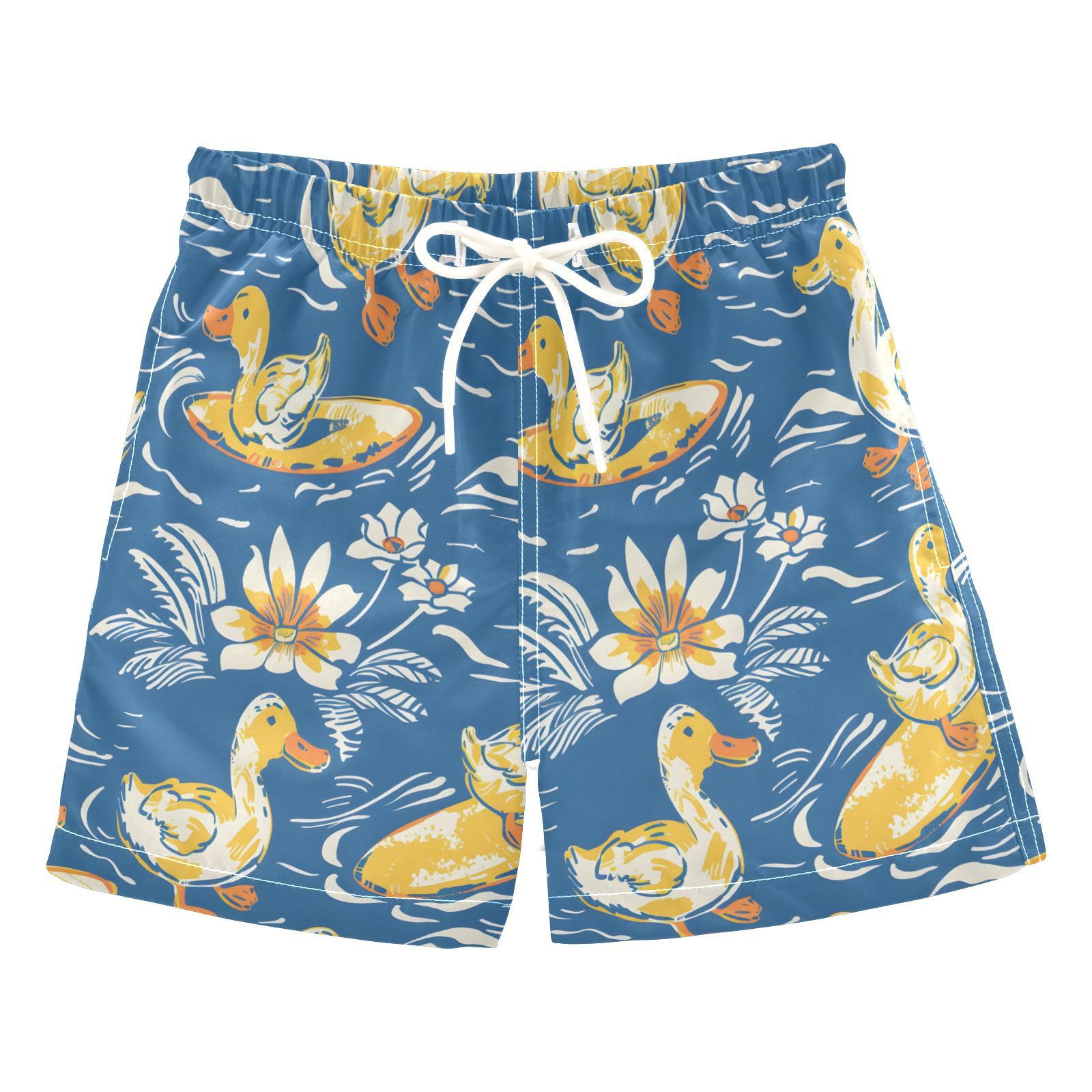 Boys Swim Trunks Toddler Swim Shorts Little Boys Swimwear Duck Surfboard Bathing Suit Swimsuit Multi