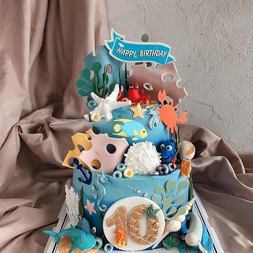 Miniatura 7 de MINFEIDMS Molde de silicona para fondant de temática marina, algas marinas, peces marinos, molde de coral para decoración de pasteles, decoración de