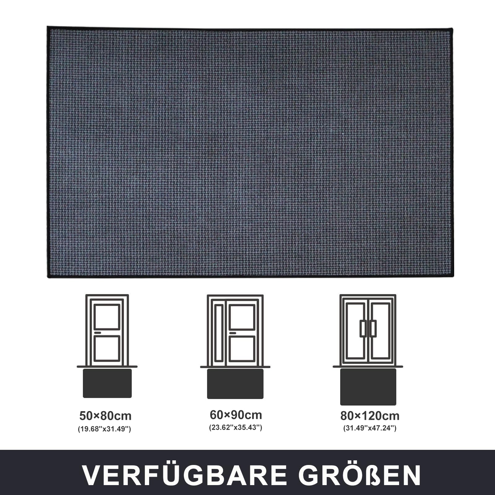 Fussmatte Innen 80 x 120 cm, Schmutzfangmatte Innen Waschbar, Schlanke rutschfeste Fußmatte, Eingangsmatte, Türmatte Saugstarke Fußabtreter, Teppich für Eingang, Haustür, Außen (Grau)