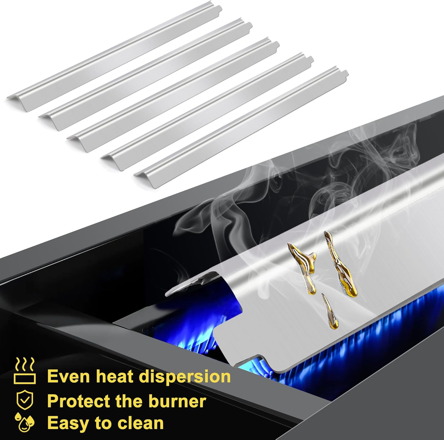 Grill Replacement Parts for Charbroil Performance 5 Burner 463448021, 463449021, 463455021, 463458021, Grill Heat Plates Burner Igniters Adjustable Crossover Tube for Char-Broil