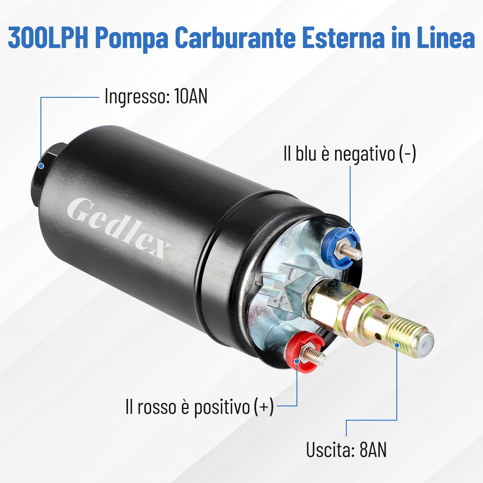 Pompa Gasolio 12V, 300L/H Universale Pompa Benzina ad Alto Flusso, 75 PSI Pompa Carburante Elettrica con Collare d'urto, Compatibile con Benzina