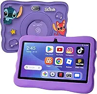 MIL07 Tablet Infantil 7" Android com 6GB RAM + 128GB Armazenamento, Capa Temática, Caneta Touchscreen, Jogos Instalados e Controle Parental - Roxo