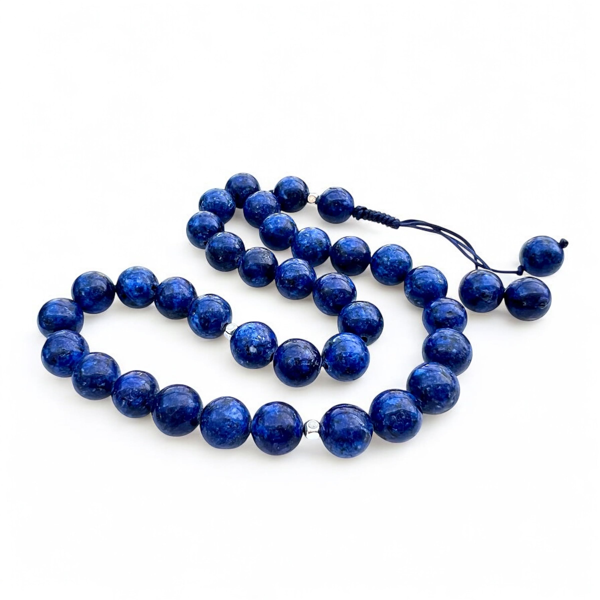Handmade Misbaha Tasbih – 33 Natural Stone Islamic Prayer Beads for Dhikr & Tasbeeh – Ideal Ramadan & Eid Gift for Men & Women (Lapis Lazuli)