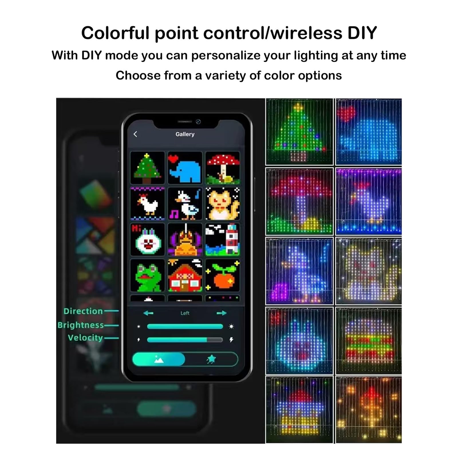 Rideaux Lumineux, Rideaux Lumineux LED Intelligents avec Application et Télécommande, Guirlande Lumineuse Dynamique de Synchronisation de Musique, Applique Murale RVB à Changement de Couleur, for Toil