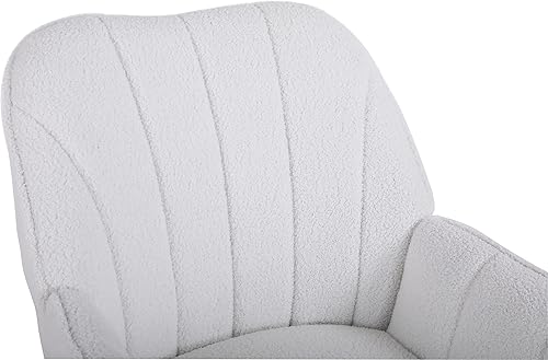 Miniatura 4 de HomVent Silla de ocio de terciopelo, moderna silla de escritorio tapizada, silla giratoria de terciopelo, taburete giratorio de altura ajustable