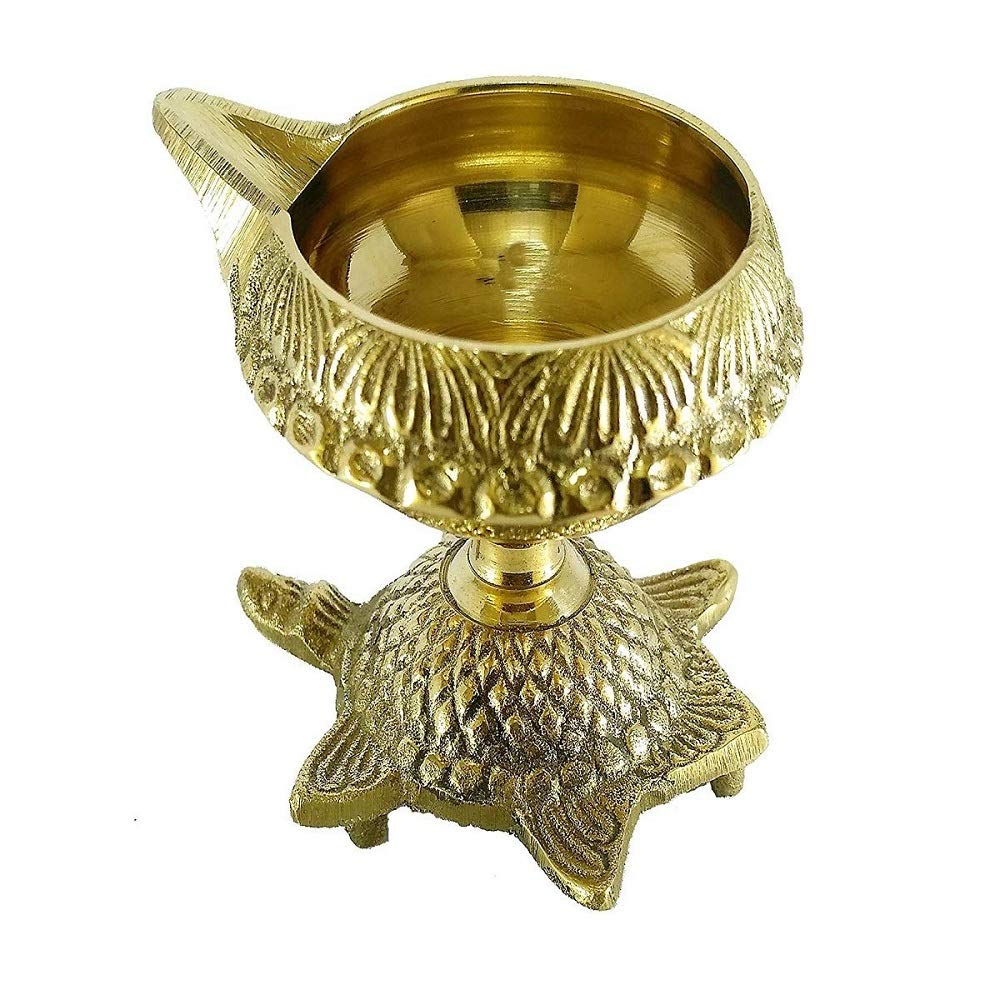 Twiclo Brass Pooja Diya Home Diwali Akhand Jyot Decor (Gold)