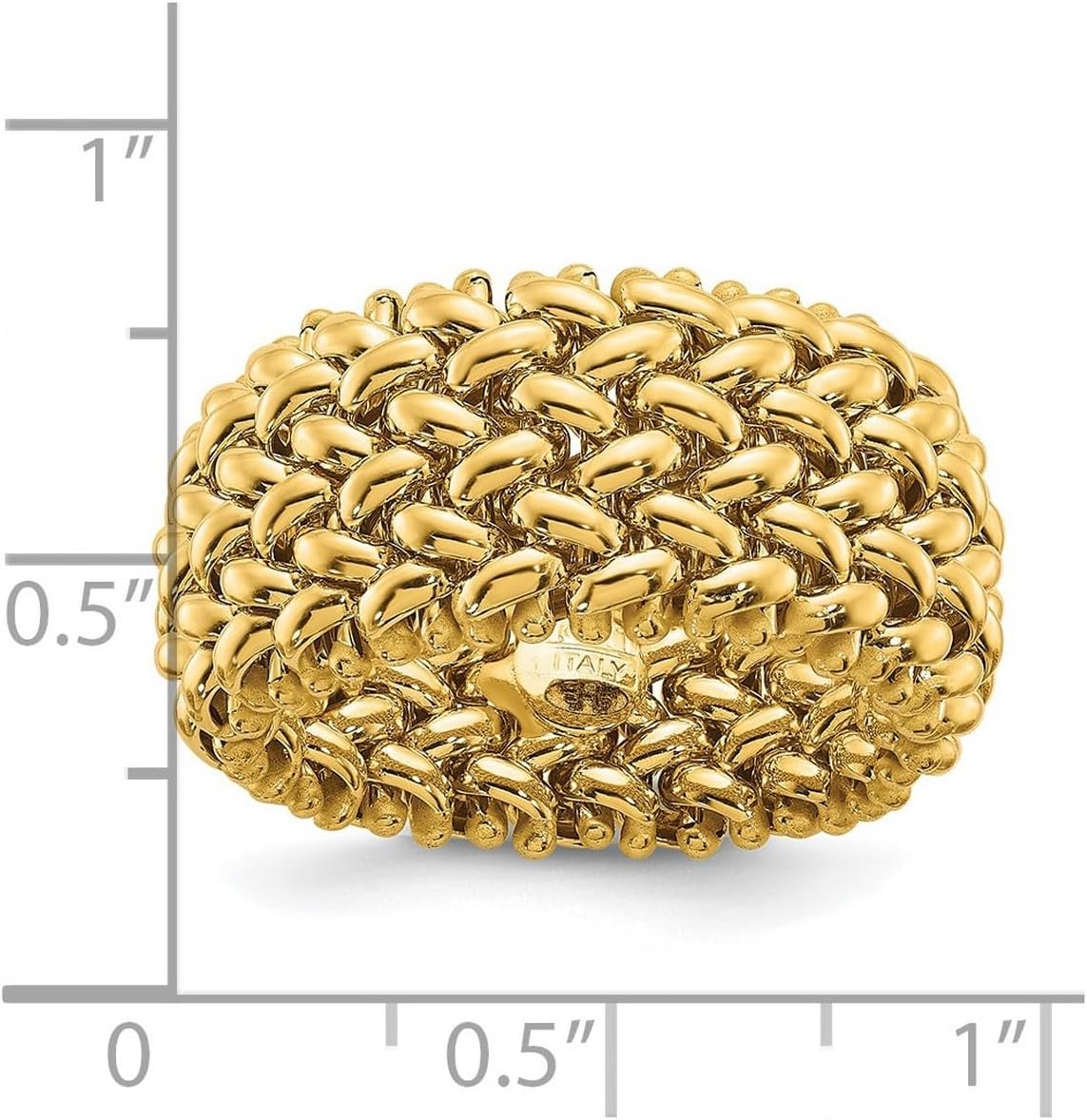 JewelryWeb 14k Solid Yellow Gold Mesh Ring Size 7.50 9.5mm Wide Ring for Women - Image 2