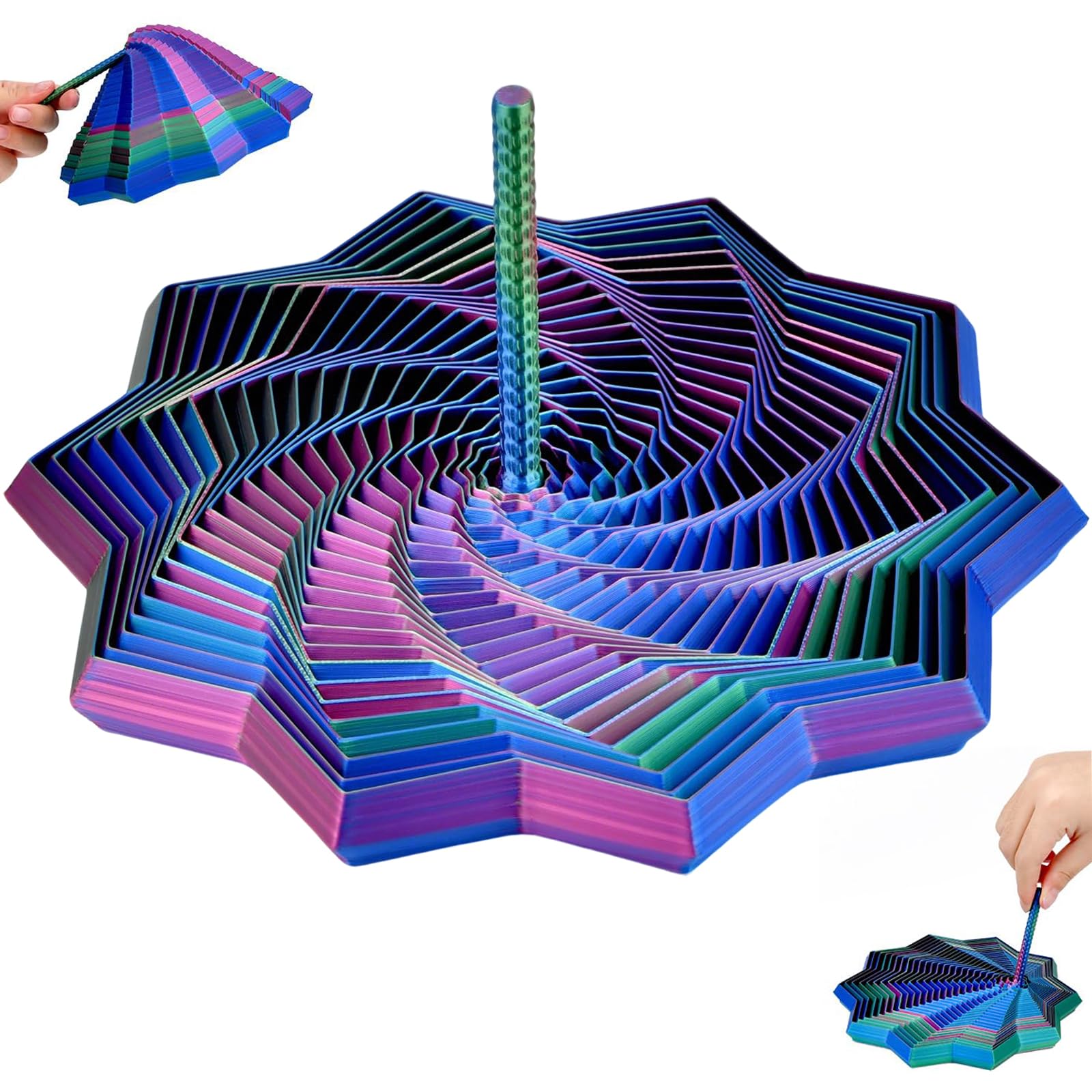 Fractal Sensory Fidget Star, 3D Printed Fidgets, 9 CM Expanded Sensory Fidget Star with Handle