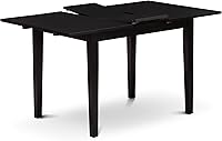 Vista 6 de East West Furniture NFVA3-BLK-C - Juego de comedor de 3 piezas que contiene una mesa de comedor rectangular con hojas de mariposa y 2 sillas