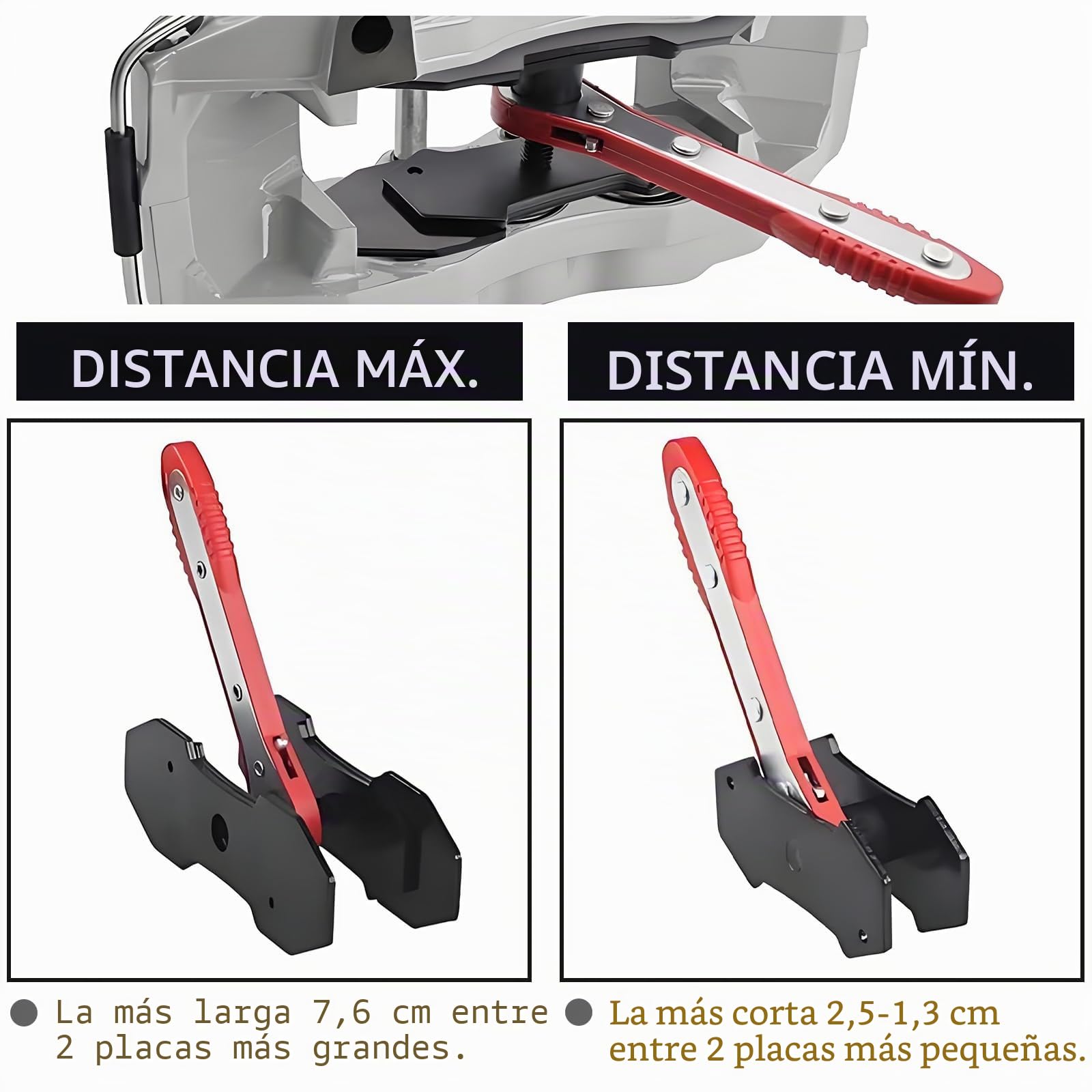 Prensa Pinza Freno Trinquete,360 ​​°Prensa De Pinza De Freno, Esparcidor PistóN Freno Trinquete,Herramienta Pinza Freno Trinquete,Llave para Compresor De PistóN De Freno (Rojo)