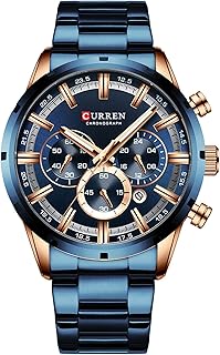 Men Watch,XIXIAN 8355 Luxury Classic Business Quartz Men Watch 3ATM Waterproof Large Case Big Dial Luminous Wrist Watch Calendar Minute Second Chronograph 24-Hours Three Sub-Dials Wristwatch with All