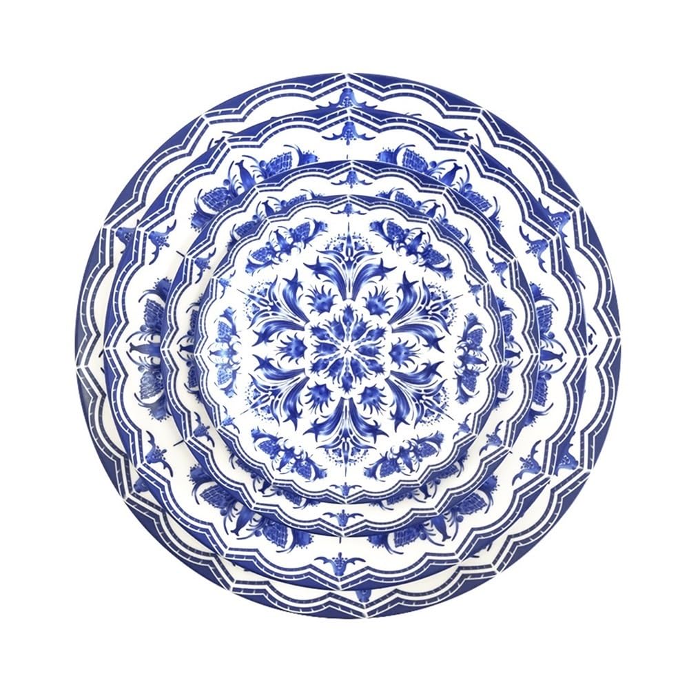 Talerze do makaronu, gliniane talerze deserowe zastawa stołowa chiński talerz obiadowy kreatywna restauracja niebieska lilia zestaw zastawy stołowej cienka porcelana kostna okrągły talerz obiadowy