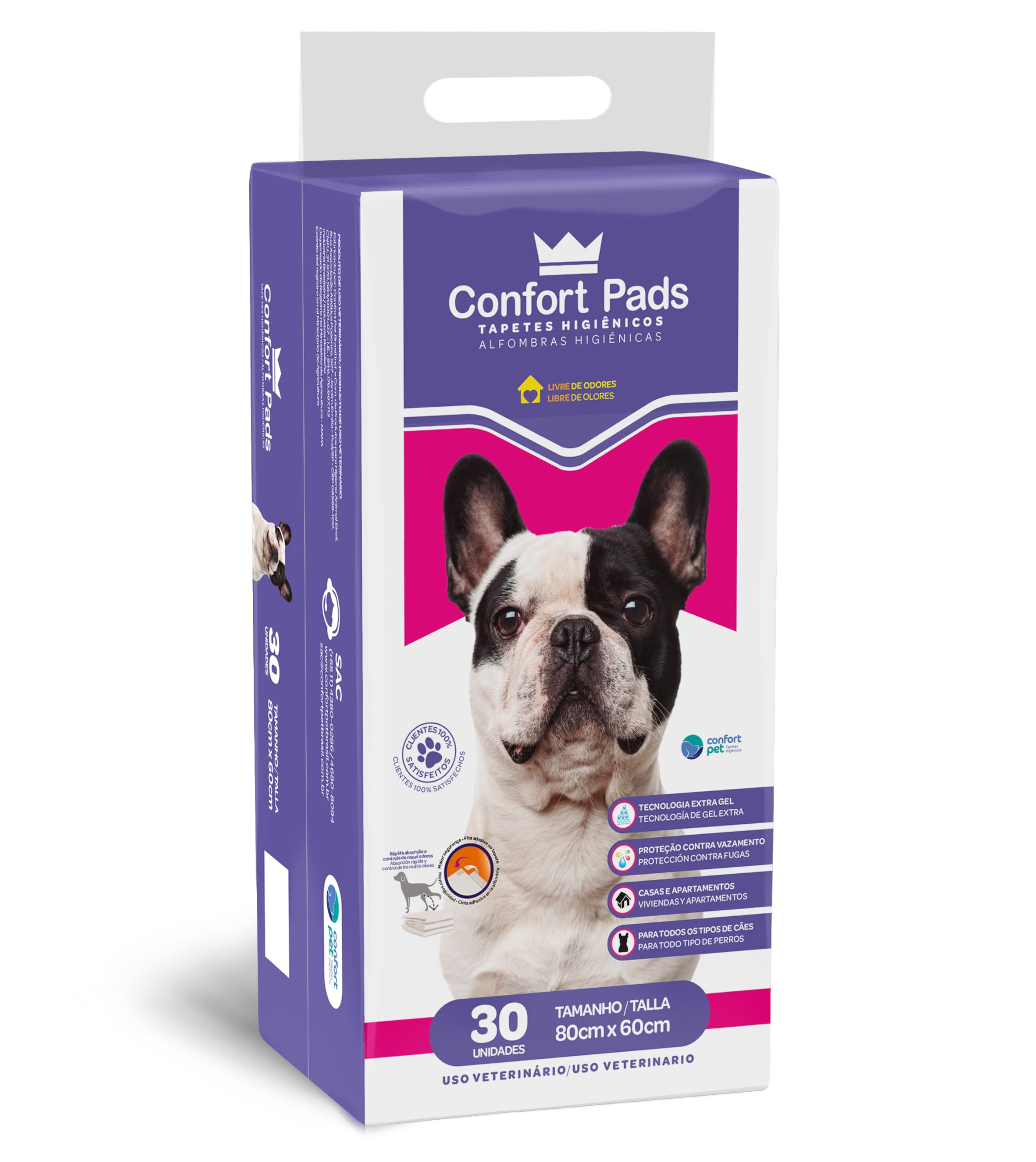 CONFORT PADS Tapete Higiênico Confort Pads 80X60 Com 30 Unidades