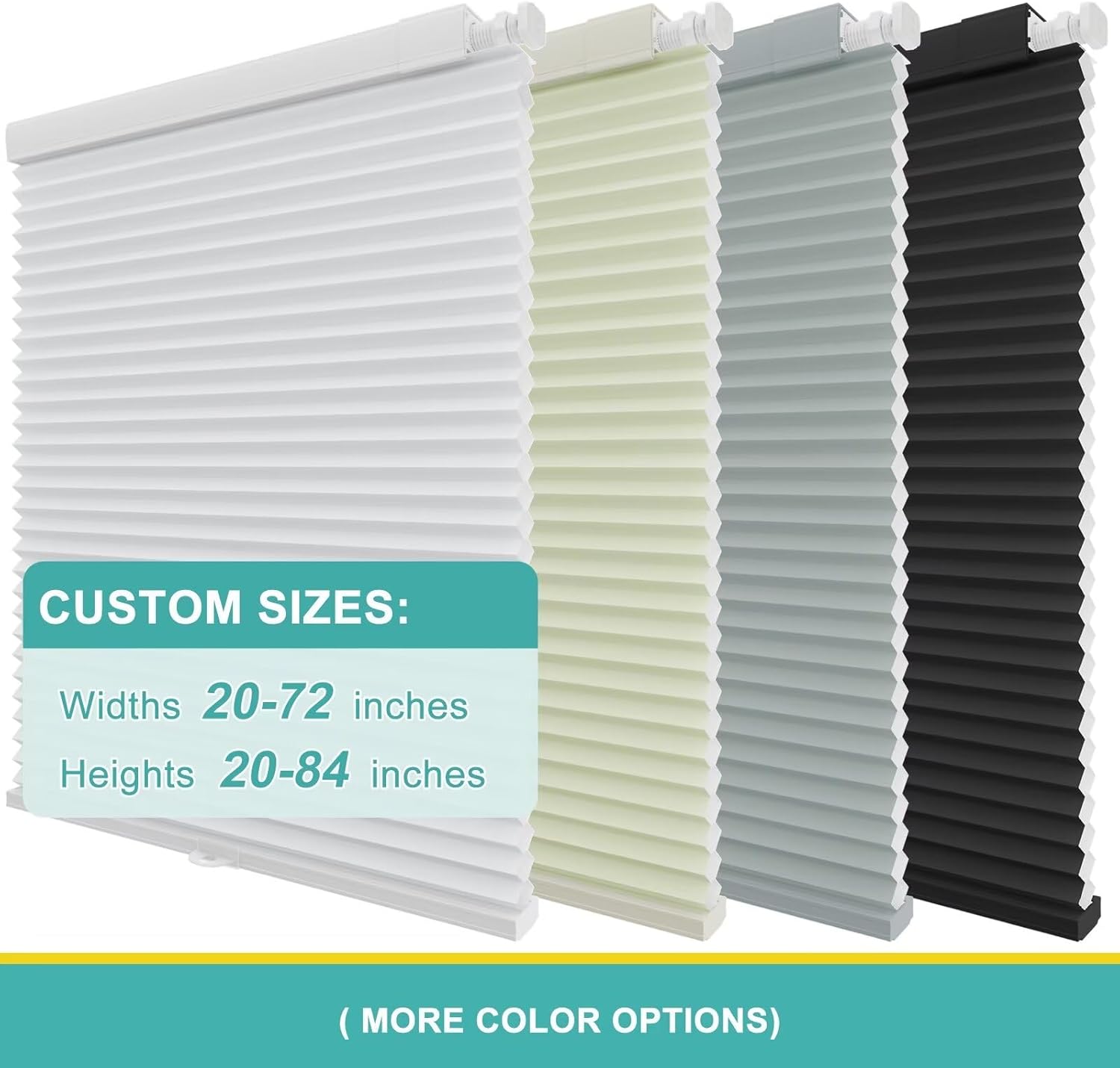 Changshade No Drill Blinds for Indoor Windows Adjustable, Cordless No Tools No Drilling Cellular Shades Color-Matched 1.5" Honeycomb Light Filtering, Shade Size 70.5 Inch Wide 72 Inch High, White