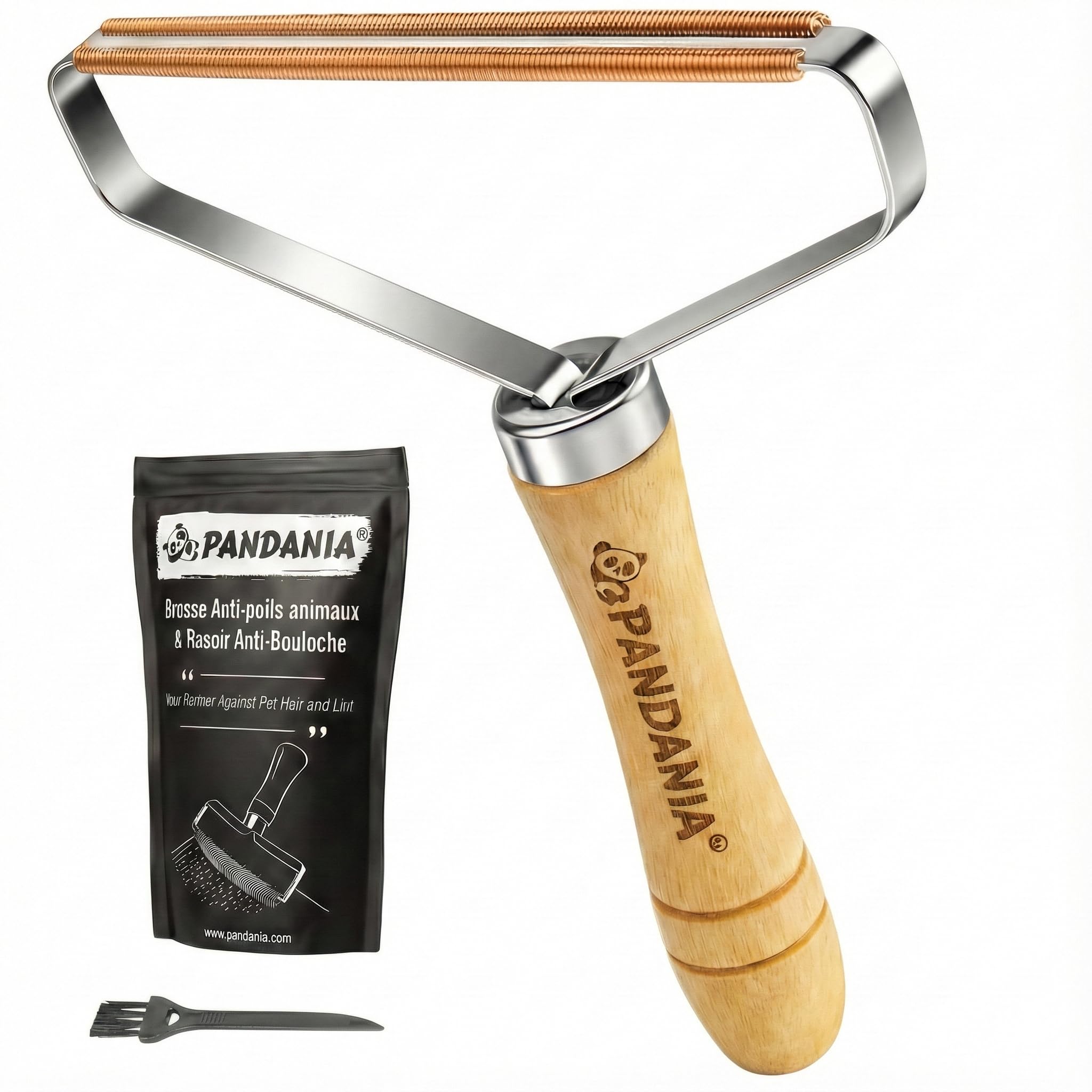 PANDANIA Brosse Anti-Poils Animaux Pour Tapis, Canapé, Vêtements – Rasoir Manuel Poils Chiens Chats, Raclette Peluches, Avec Brossette