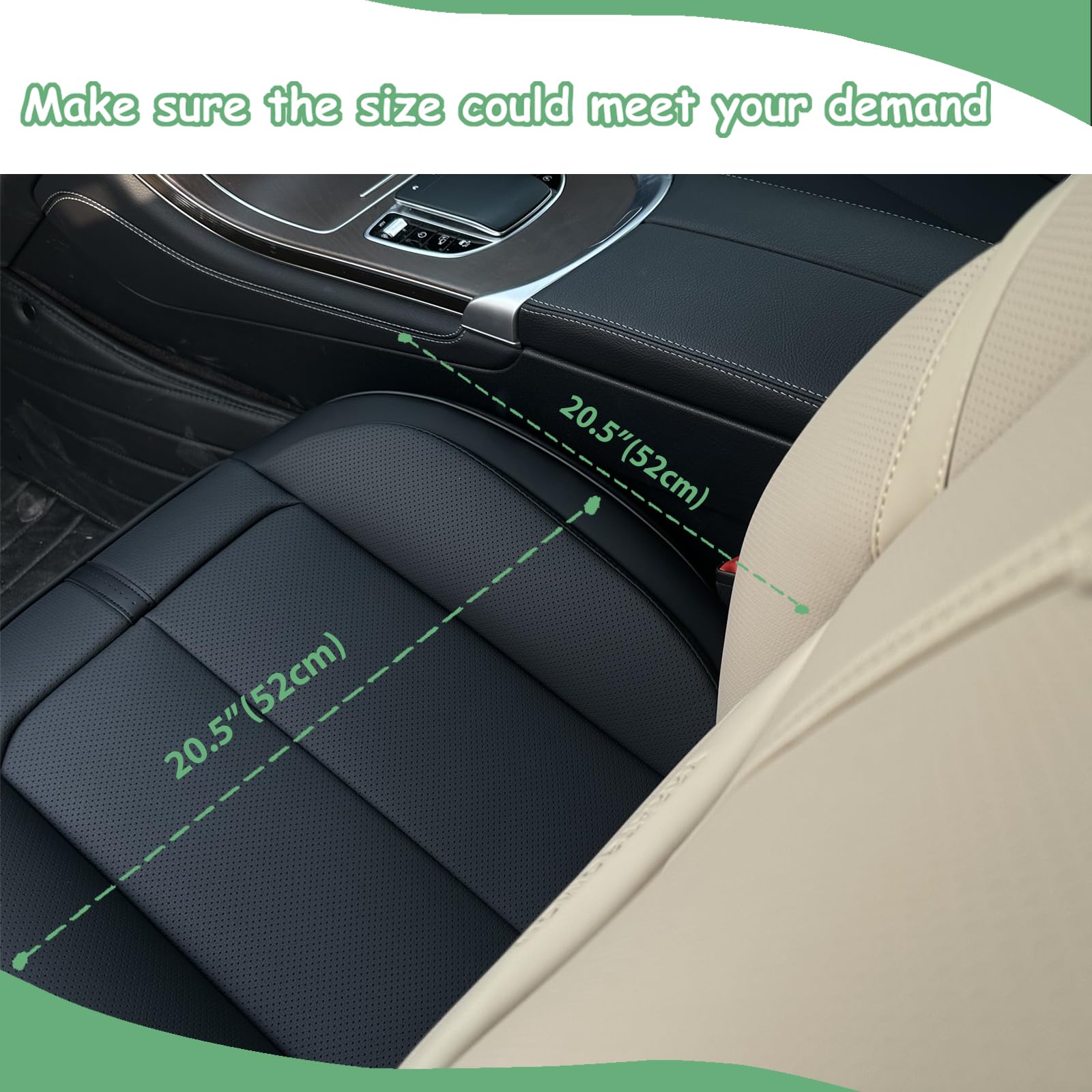 2-Pack Leder Front Autositzbezug nur unten, Anti-Rutsch gepolstertes Sitzkissen, Full Wrap Sitzschutz mit Aufbewahrungsfunktion Universal Fit für die meisten Autos, SUV, Pick-up Trucks