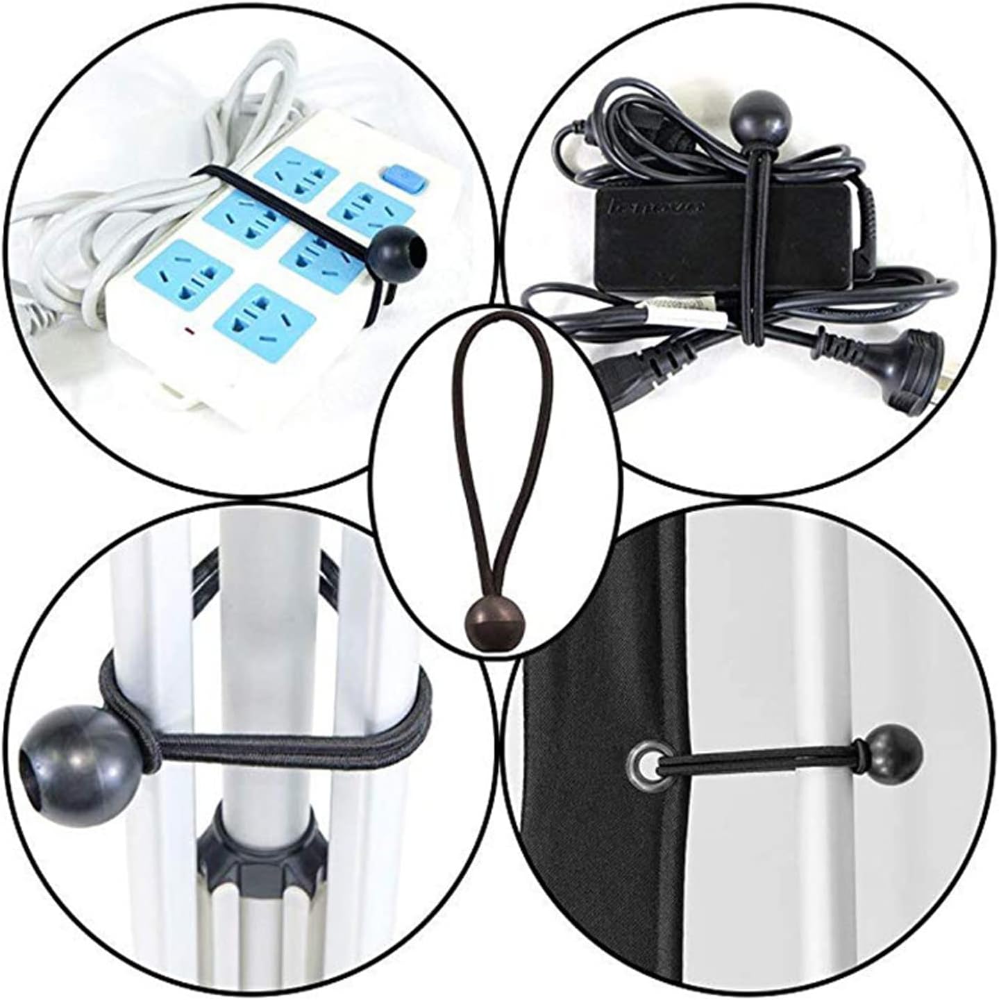 50 PCS Ball Bungee Cords, BetterJonny 6 Inch Bungee Cord with Balls Reusable Heavy-Duty Tarp Ball for Canopy, Camping, Tie Down Tarps, Holding Wire and Hoses(Black)