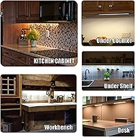 Vista 9 de MYPLUS Luces para debajo del gabinete, barra LED de aluminio activada por toque y regulable de 12" para cocina, mesa de trabajo y escritorio, 3.5W