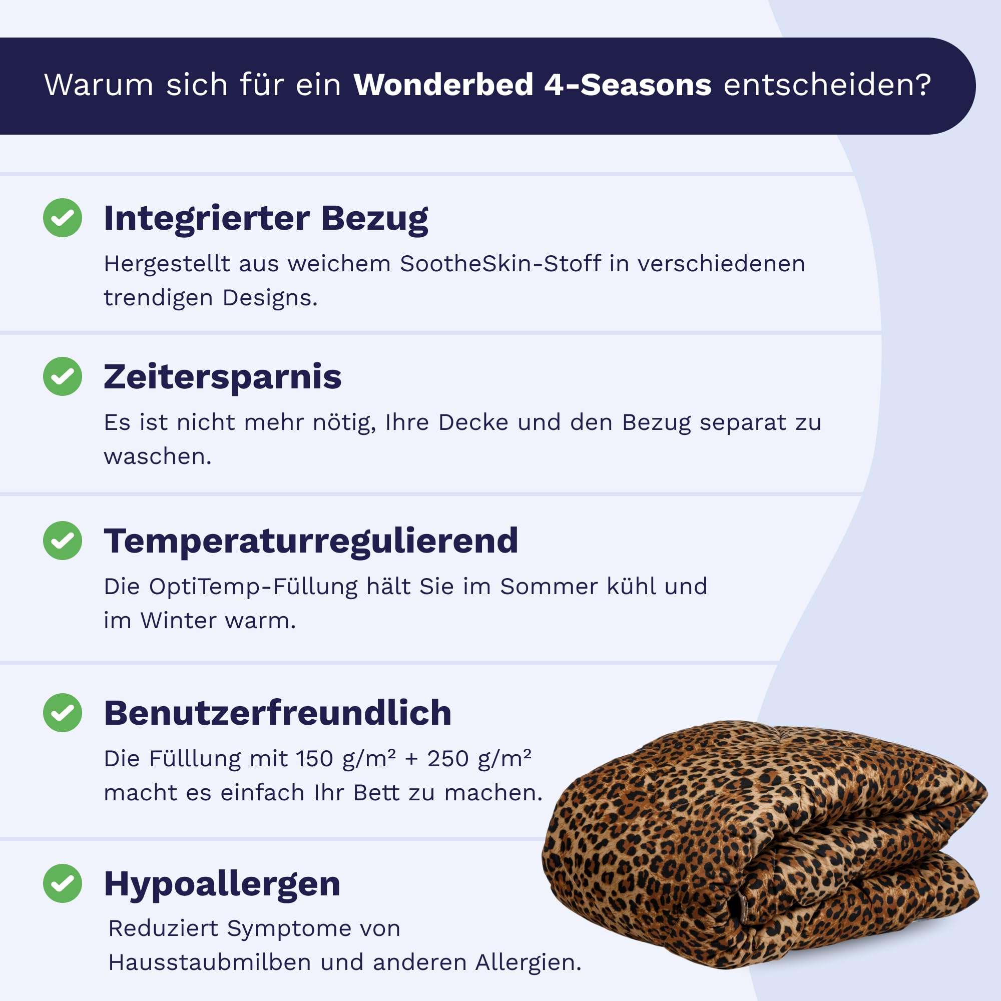 Zelesta Wonderbed Waschbare Bettdecke ohne bezug – Bettdecke & Bezug in einem | Waschbar & Trocknergeeignet | Antiallergisch, Atmungsaktiv & Temperaturregulierend (140x200 cm)
