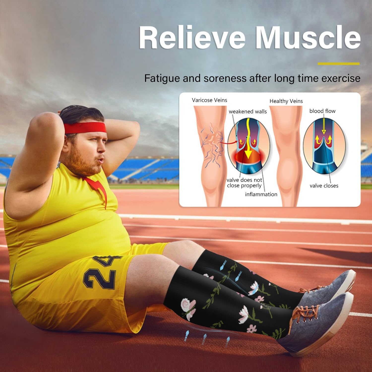 Diu Life 3 Pairs Plus Size Compression Socks for Women and Men Wide Calf Extra Knee High Support for Circulation - Image 5