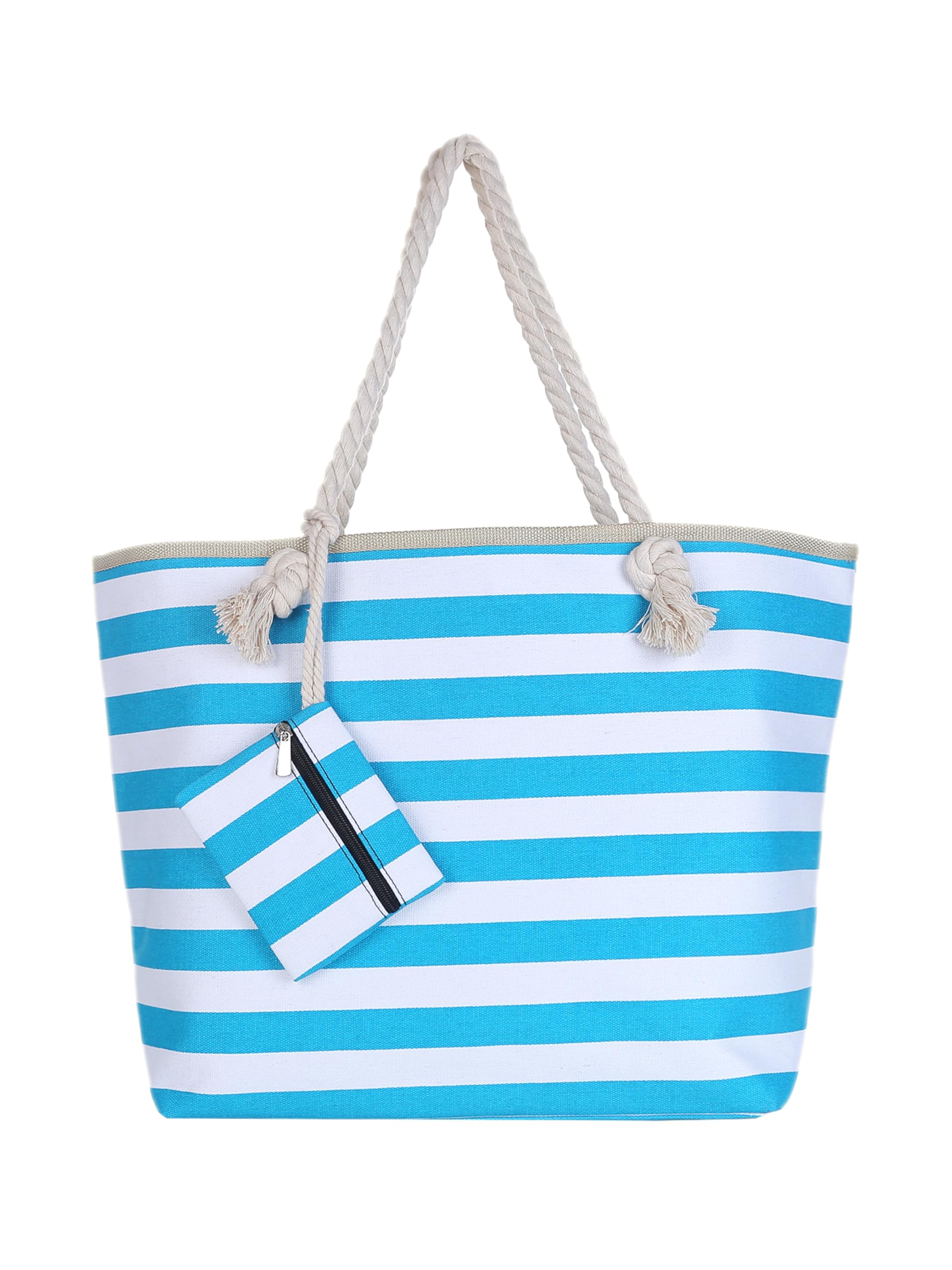 DonDon Strandtasche XXL mit Reißverschluss - Umhängetasche Damen, Shopper Tasche Damen im Beach Look mit Schulterriemen - Urlaub Must Haves Beach bag