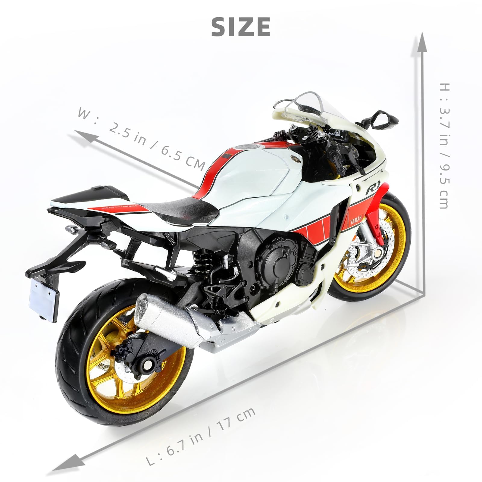 Modèle Moto Diecast 1/12 BMW S1000RR - Blanc - Miniature Métal - Roues Mobiles - Pour Collection Ou Cadeau