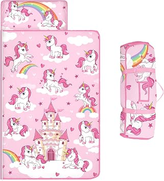 Kids Sleeping Bag,Nap Mat with Removable Pillow and Blanket,Warm Toddler Slumber Bag 150x60cm for Toddlers Boys Girls, Roll Up Kids Sleeping Mat for Bedroom Daycare Kindergarten