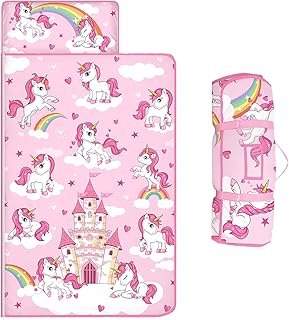 Schlafsack Kinder,Warm Kinderschlafsack mit Kissen Abnehmbar und Decke für Mädchen Jungen, Faltbare Deckenschlafsack für Indoor Outdoor Camping,150×60cm