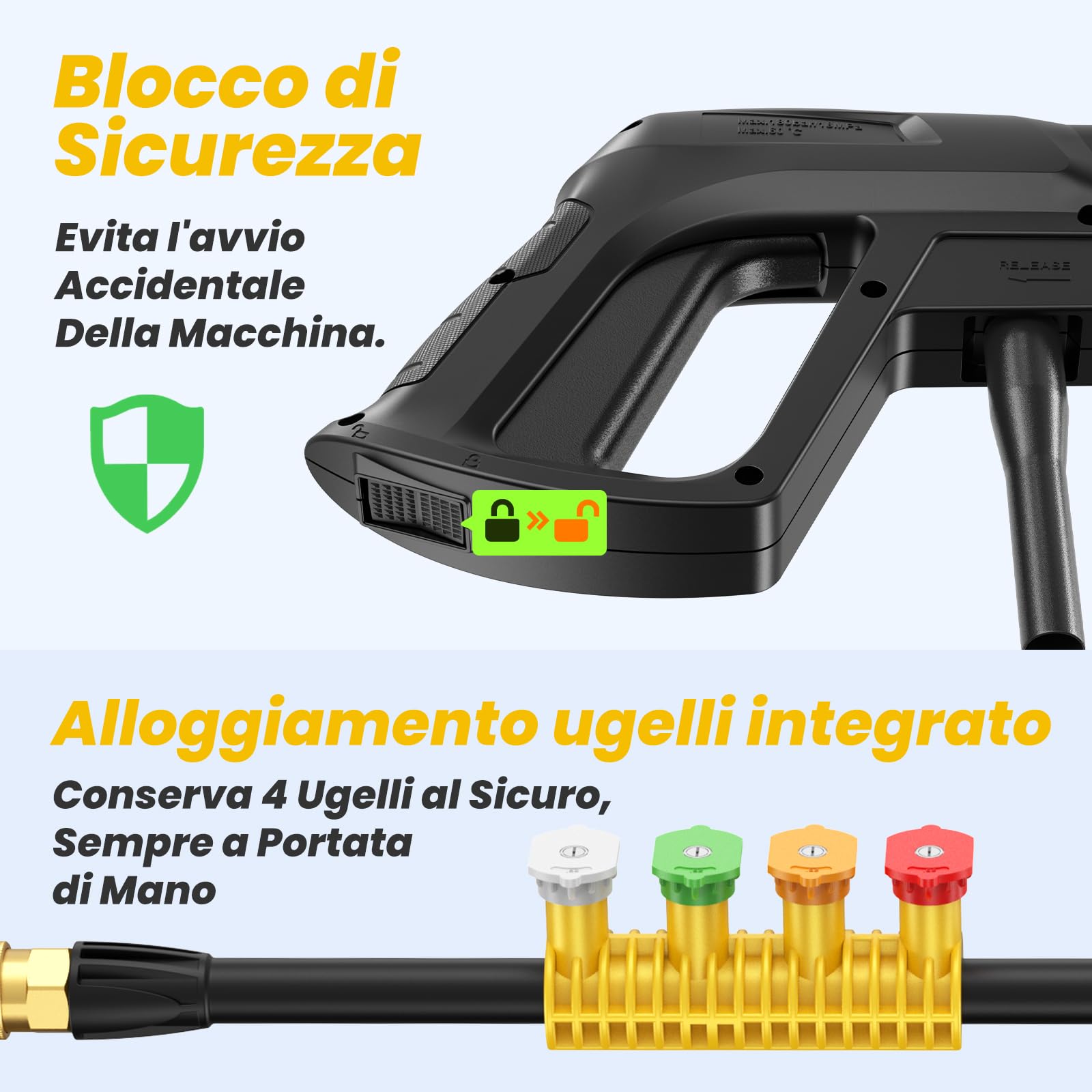 Idropulitrice Professionale, Assorbimento 2000 W, Portata 680 L/h, Pressione 180 Bar, Idropulitrice per Casa, Auto e Esterni Casa, Pompa in Alluminio, Tubo di Uscita da 5 M e Ugello Regolabile