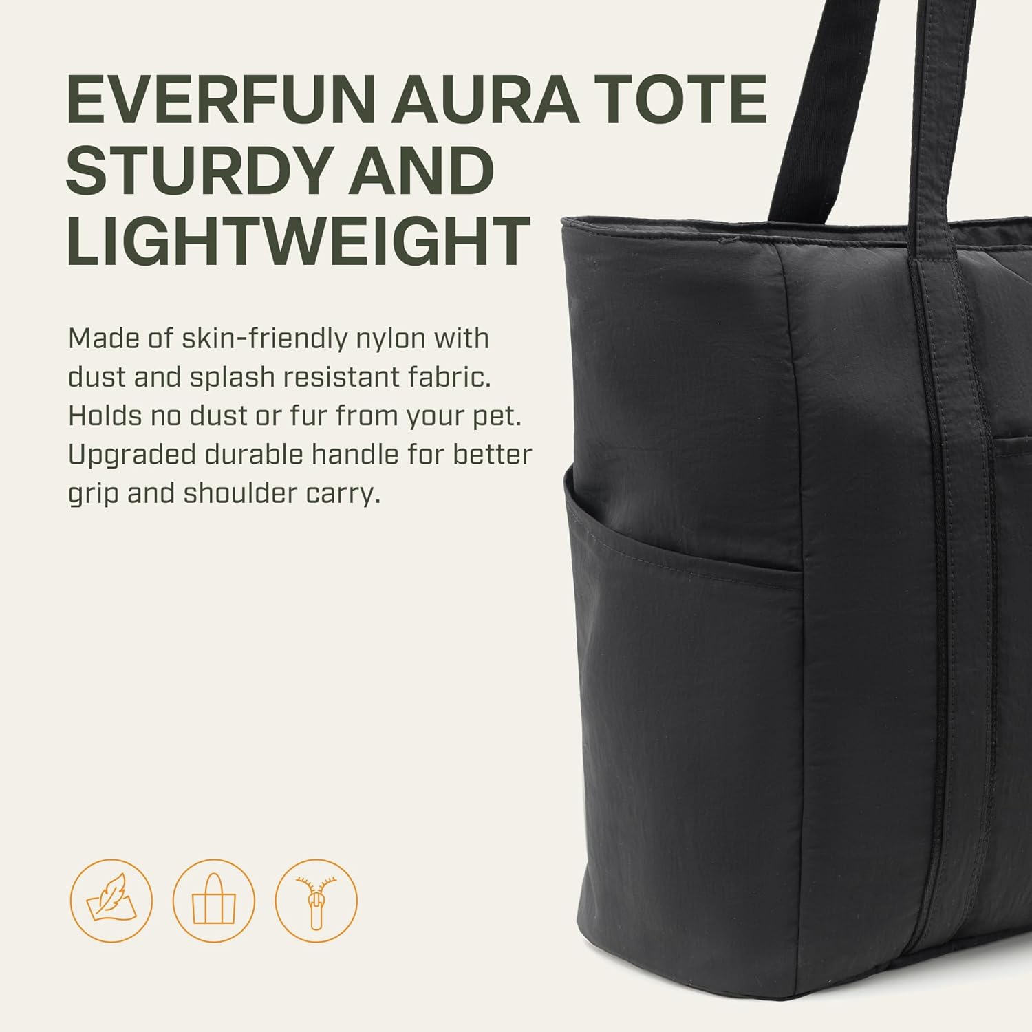 Everfun Large Tote Bag for Women, Ultra Soft Gym Tote, Everyday Yoga Washable Bag with Zipper, Travel, Beach, Laptop Work - Image 7