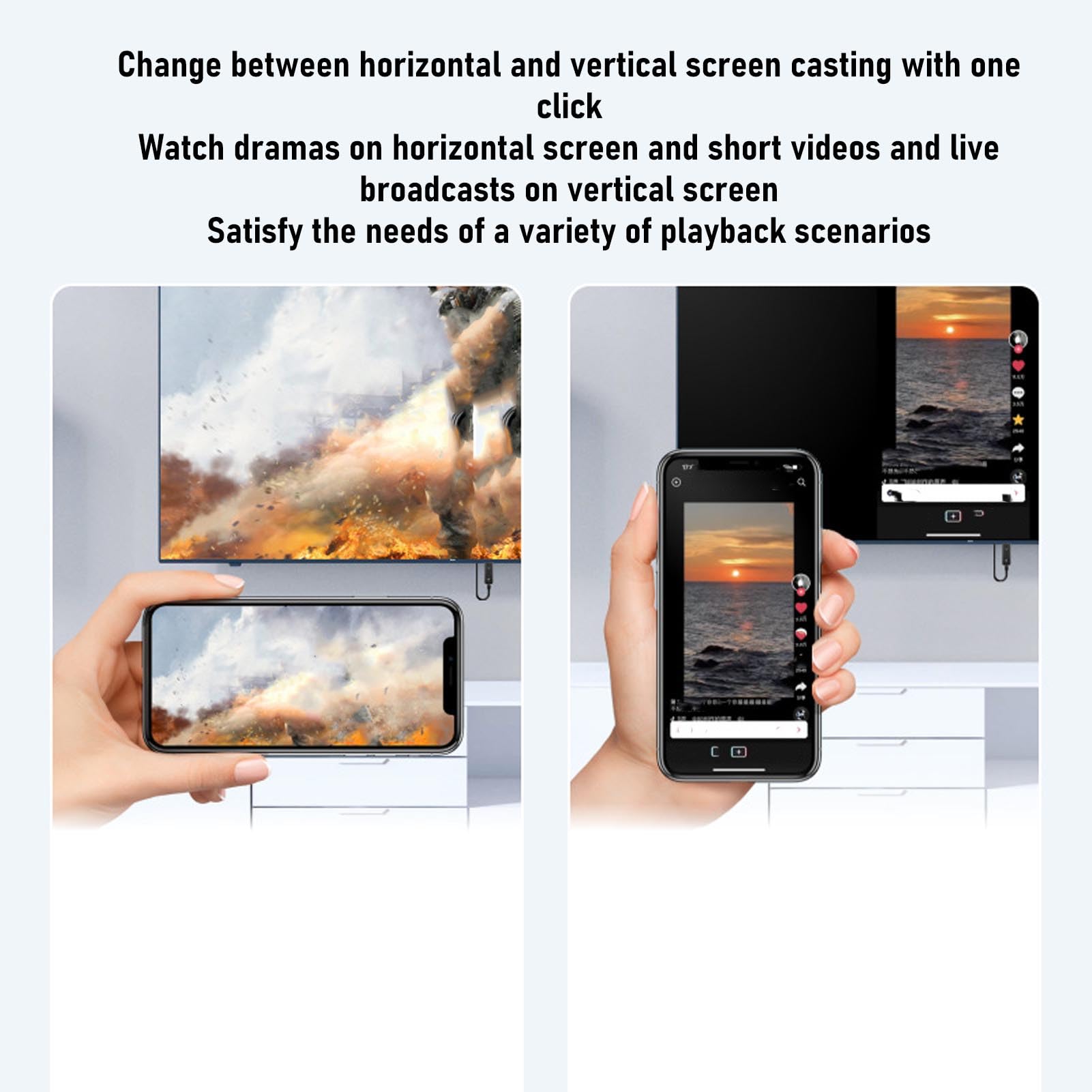 Tonysa Wireless HD Multimedia Nadajnik i Odbiornik, Dekodowanie 4K 1080p Wyjściowe, Podwójny Pasmo 2.4G/5G, Plug & Play, do Przesyłania Strumieniowego do Telewizji/projektora, Typ C