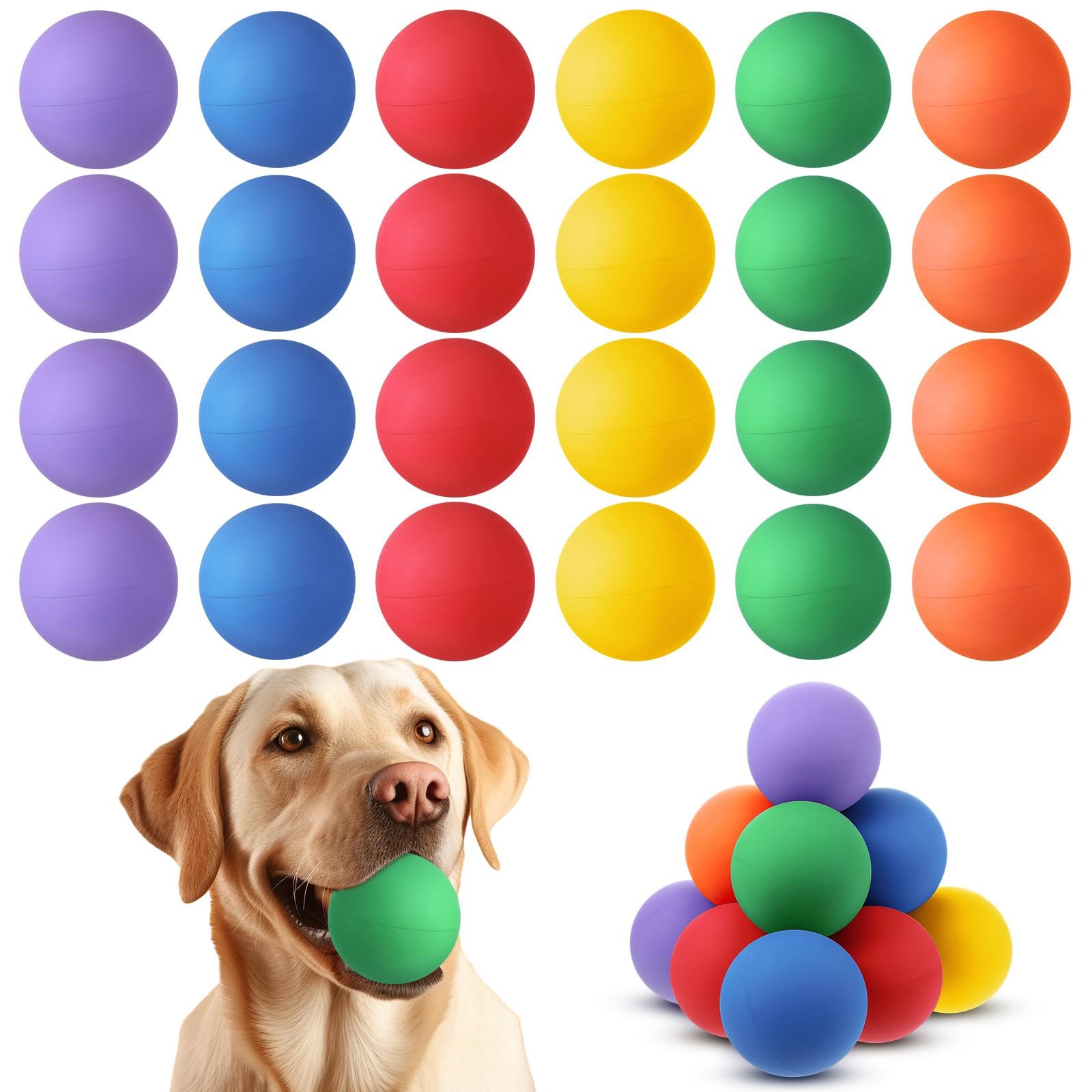 Shappy 24 Pieces Rubber Dog Tennis Balls for Dog Colorful Catching Pet Balls for Fetch Training 2 4