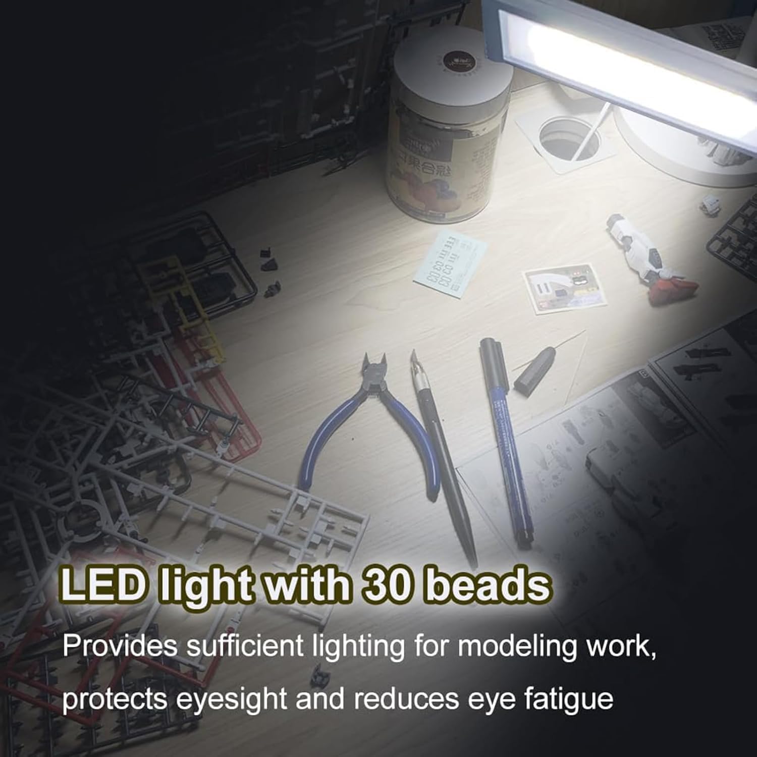 Postazione di lavoro di precisione per modelli hobby, banco da lavoro portatile con luce e lente d'ingrandimento, ideale per progetti di artigianato e costruzione