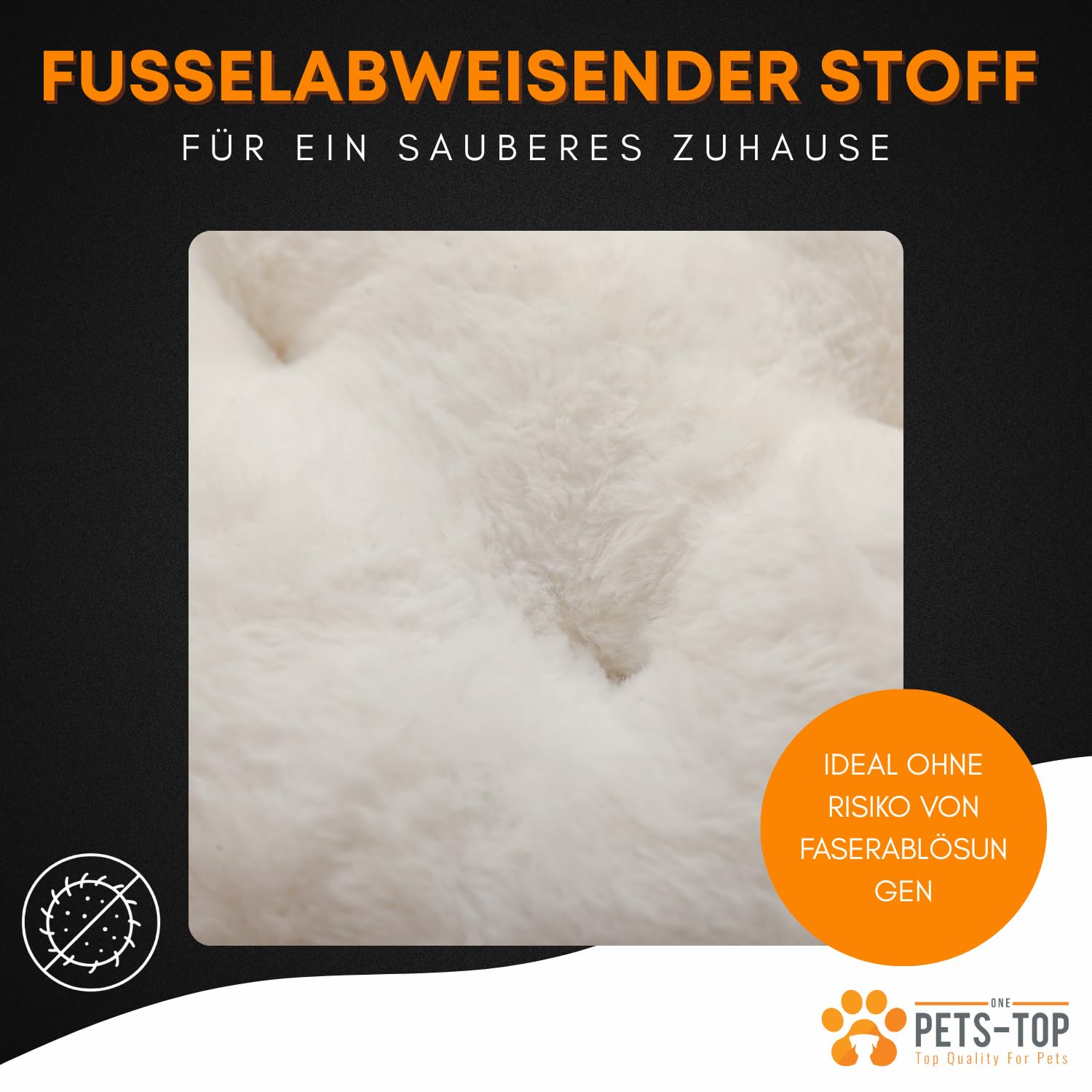 One PETS-TOP Katzenbett Flauschig – Katzenkissen Rund Weich – Cat Bed Waschbar – Schlafplatz für Katze & Kleine Hunde – rutschfest (Weiß, 50cm)