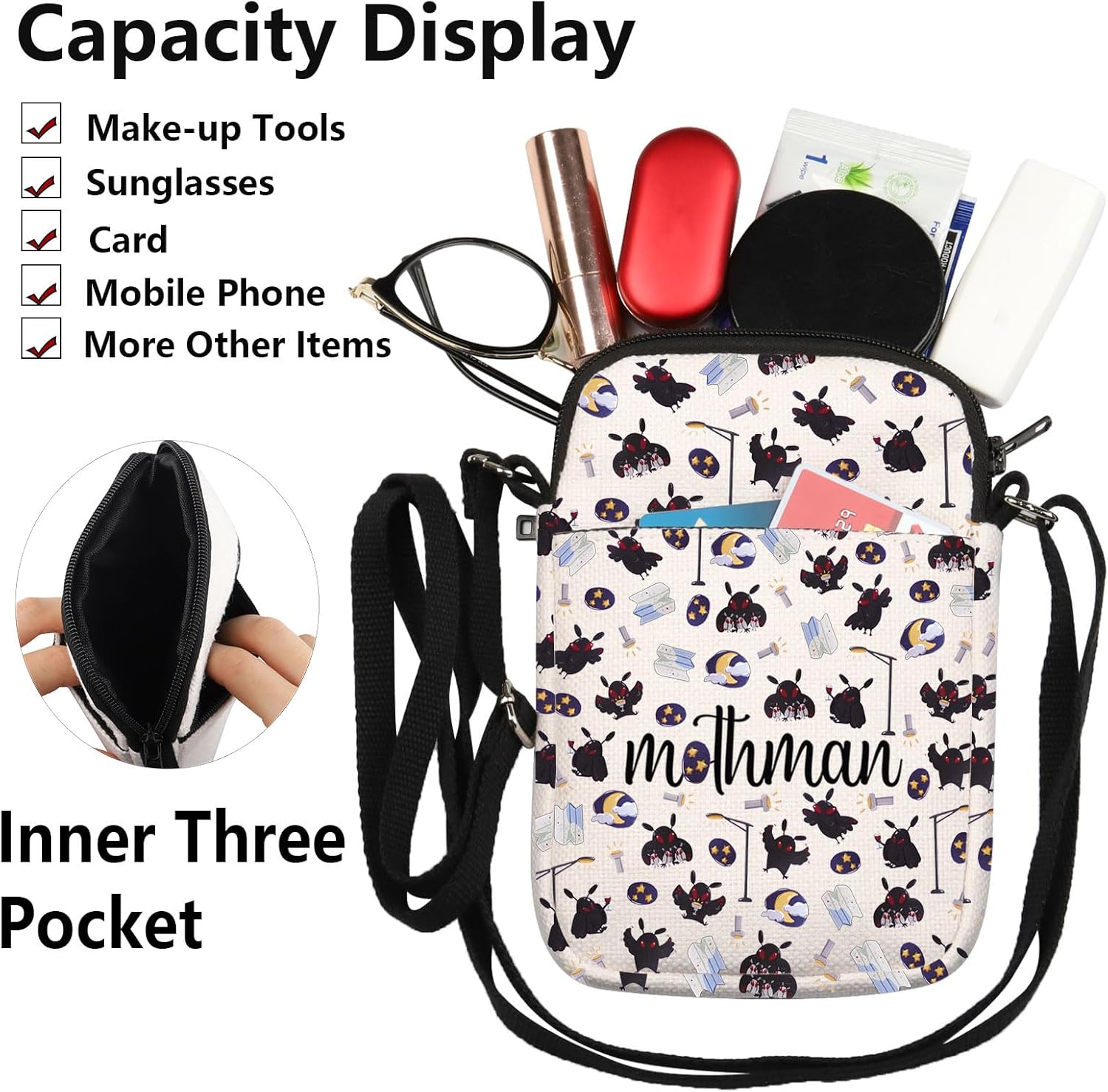 G2TUP Cryptid Creature Crossbody Bag Folklore Monster Themed Gifts Red-eyed Cryptid Lover Gift Creepy cryptid Shoulder Bag - Image 5