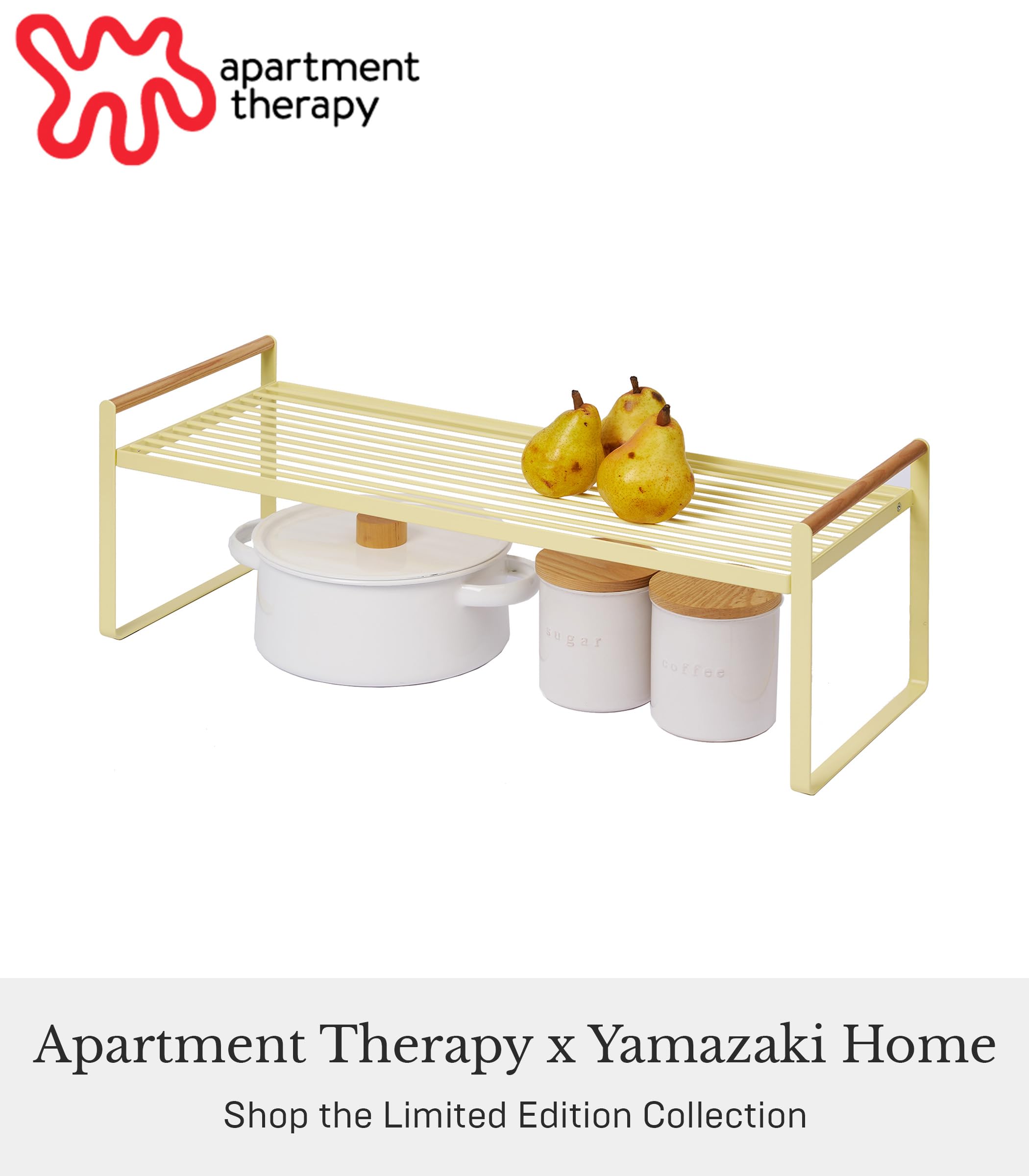 YAMAZAKI Home Tosca Countertop Wire Shelf - Metal Kitchen Organizer Rack - Steel + Wood -