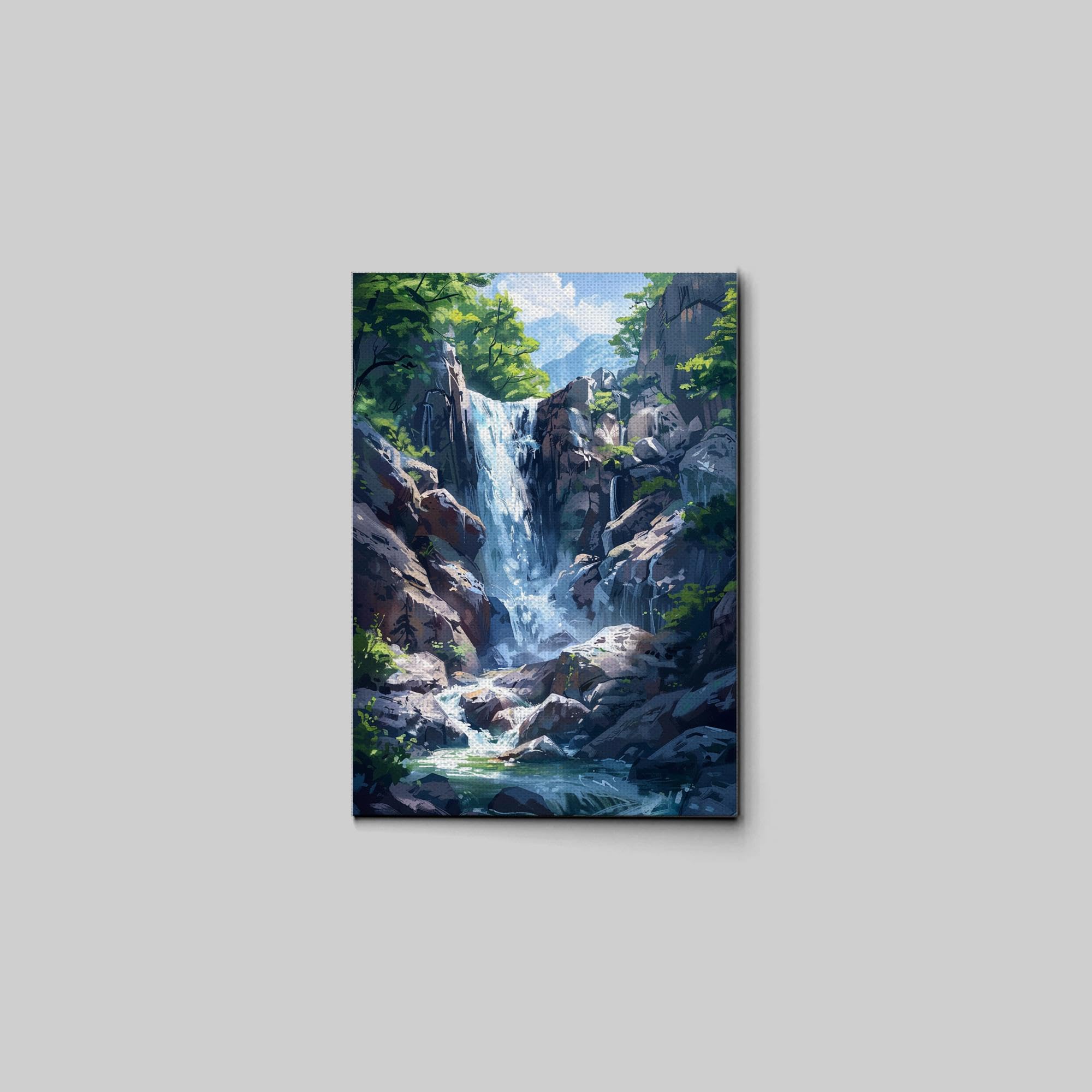 Amazon.com: Mountain Waterfall Print, Rocky Waterfall Painting Amazon.com: Mountain Waterfall Print, Rocky Waterfall Painting