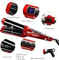 Vista 2 de Engarzadora de pelo de cerámica, rizador de pelo de 3 barriles de 0.6 pulgadas0.630 in, rizador instantáneo, rizador, regalo para el día de San