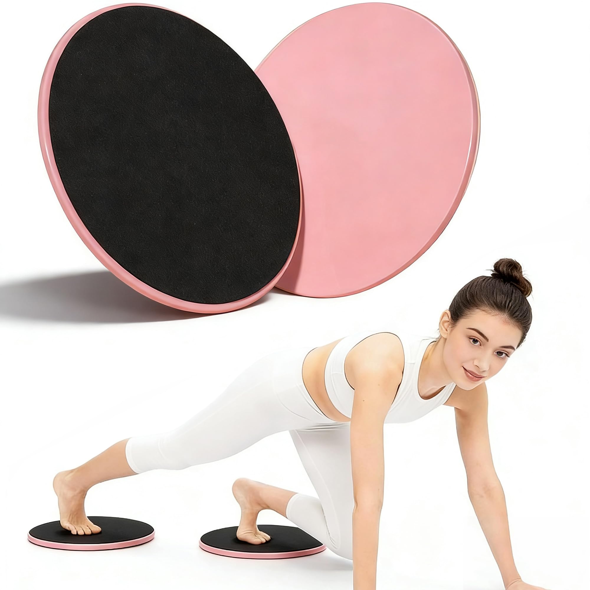 Laiyora Pink Dual Sided Core Sliders For Pilates & Fitness 2 Pack – Exercise Gliding Discs For Carpet & Hard Floors Portable Sliding Discs For Yoga Core Training Ab Workouts At Home Gym With Bag