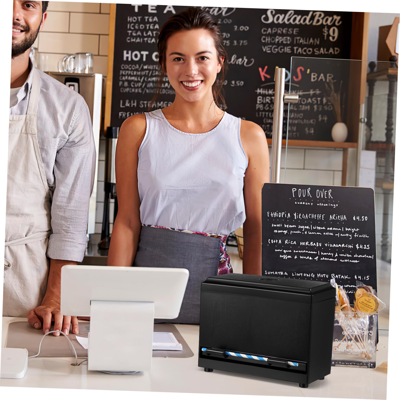 Automatischer Strohhalmspender Kunststoff Push Funktion Für Café Theke Trinkhalmhalter Aufbewahrungsbox