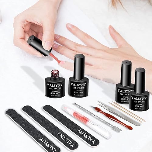 Miniatura 6 de YALSYNY Kit de esmalte de uñas de gel, lámpara de uñas de 150 W, kit de taladro eléctrico de uñas, herramientas de uñas para bricolaje en casa