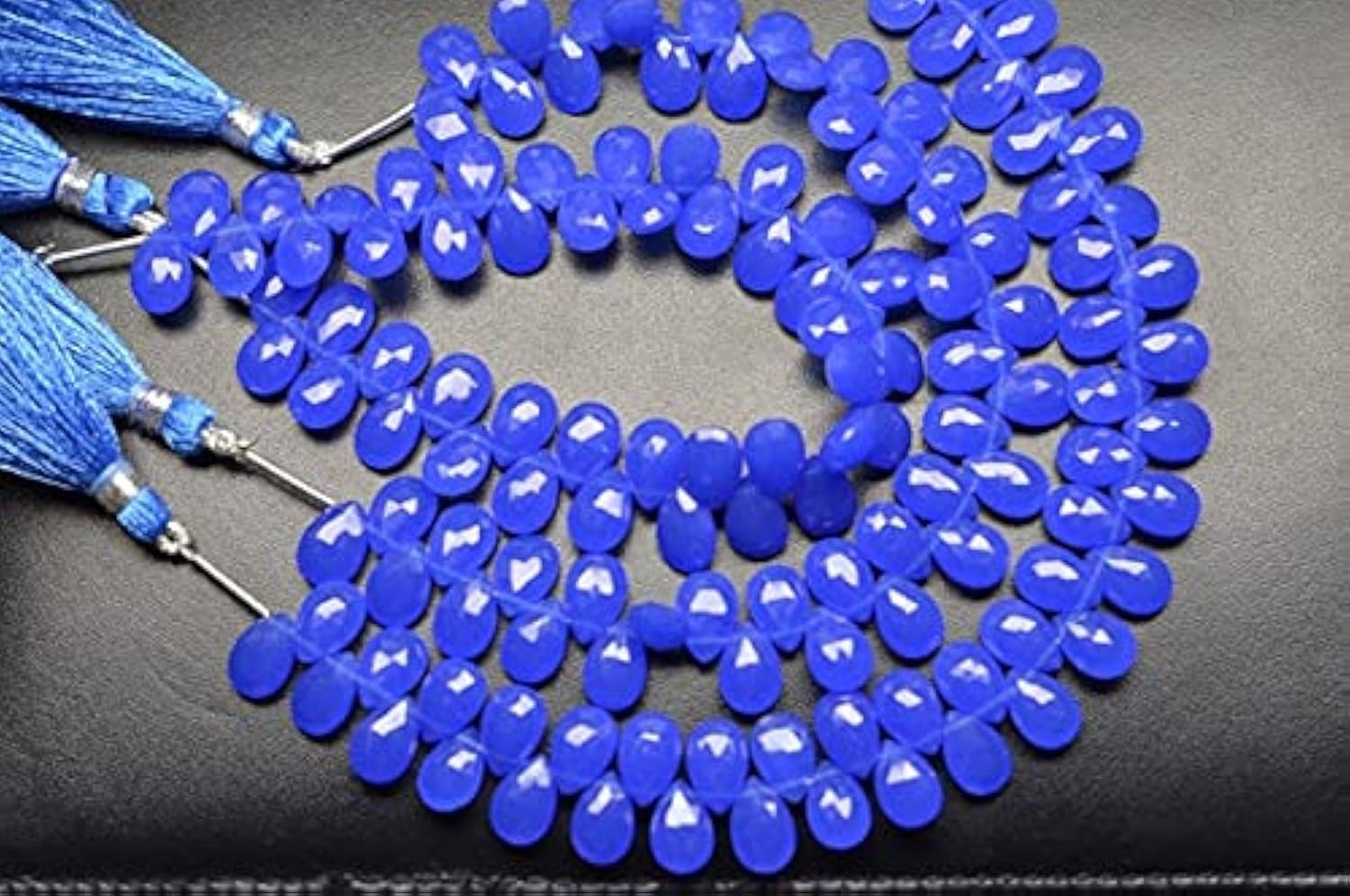 Perles Calcédoine Bleu Cobalt 7x10mm en Quartz pour la Création de Bijoux Uniques