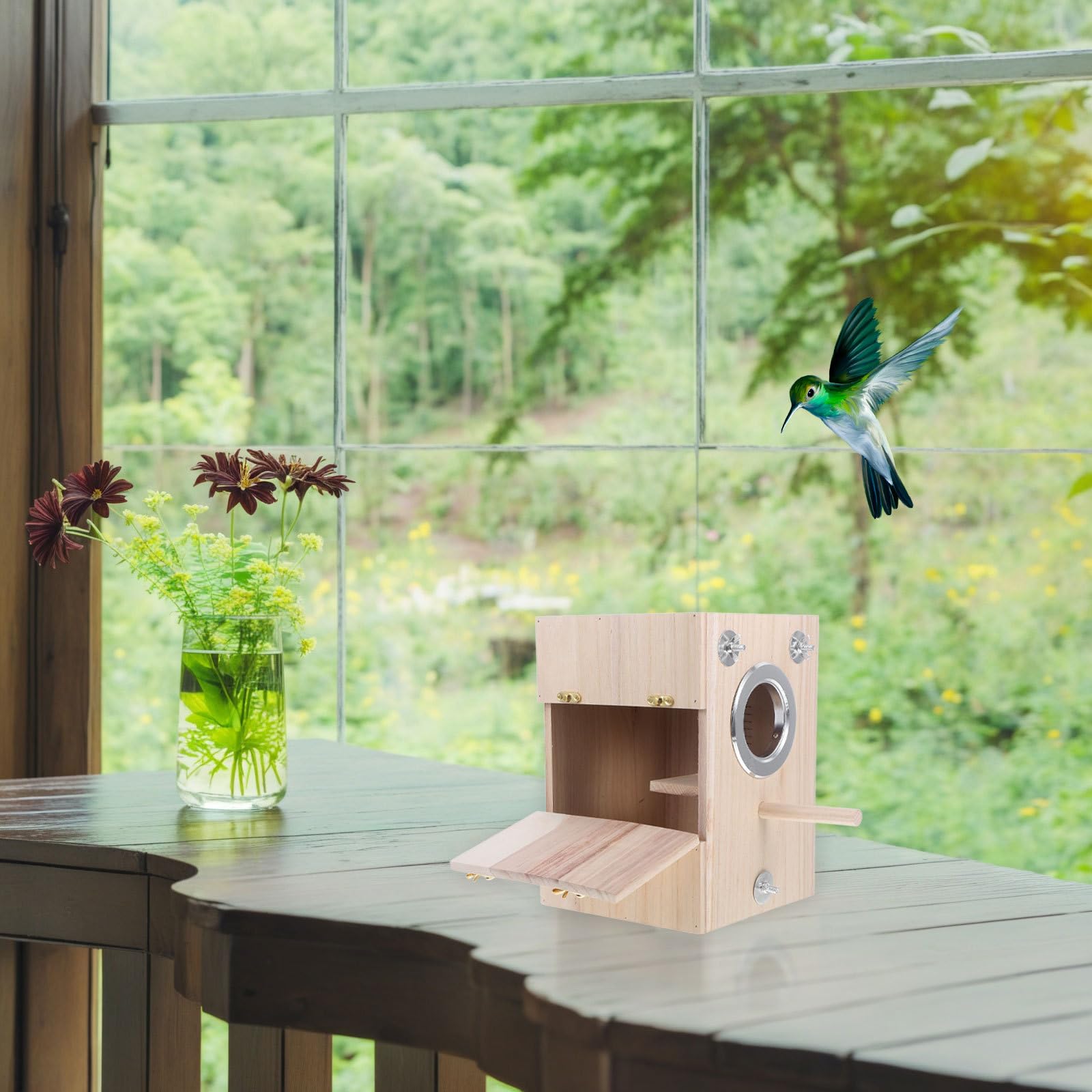 iplusmile Vogelnest Großer Brutkasten für Vögel Vogelzuchtbox mit Natürlichem Material für Kanarienvögel und Kleinvögel Sicherer Nistkasten für Garten und Außeneinsatz