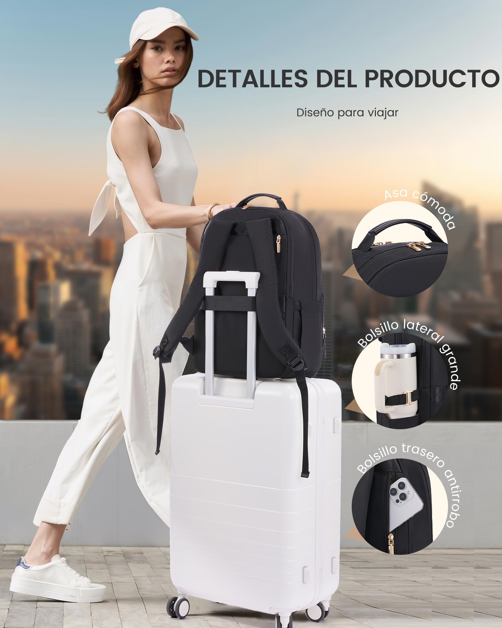 LOVEVOOK Mochila Mujer, Impermeable Mochila para Ordenador Portatil 17 Pulgadas, Casual Bolso Mochilas Trabajo Feminina Mochila PC Laptop Backpack para Oficina Viaje Escolar Universidad, Negra
