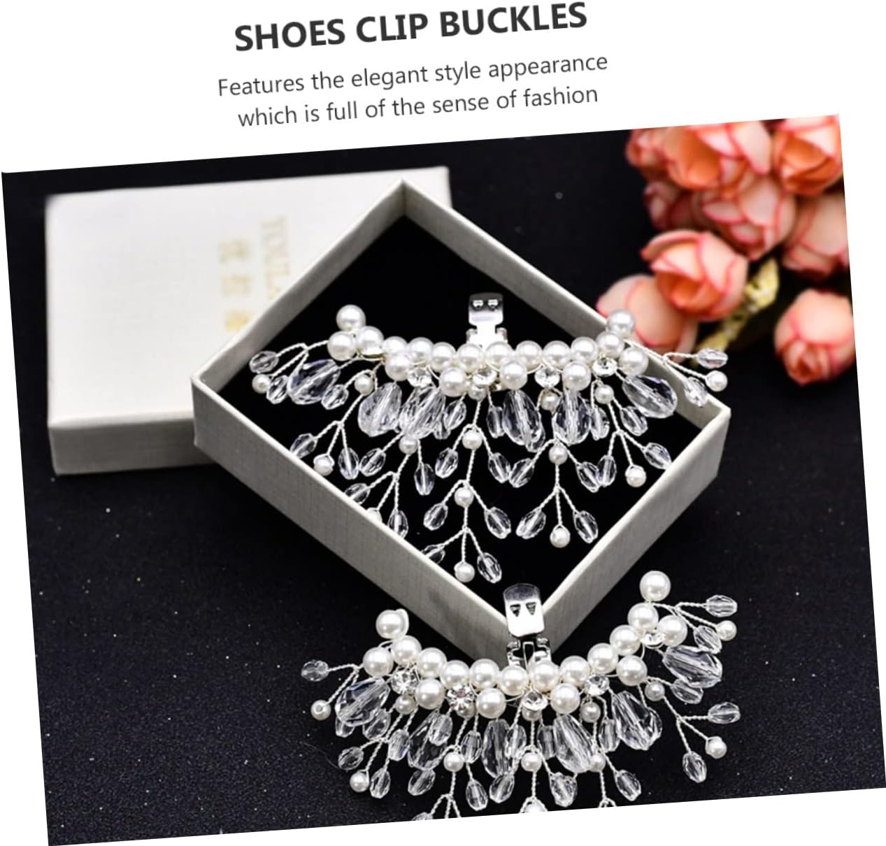 LIOOBO Crystal Pearl Shoe Clip Bridal Shoes Buckles Rhinestone Decorative Shoes Buckles Wedding Shoes