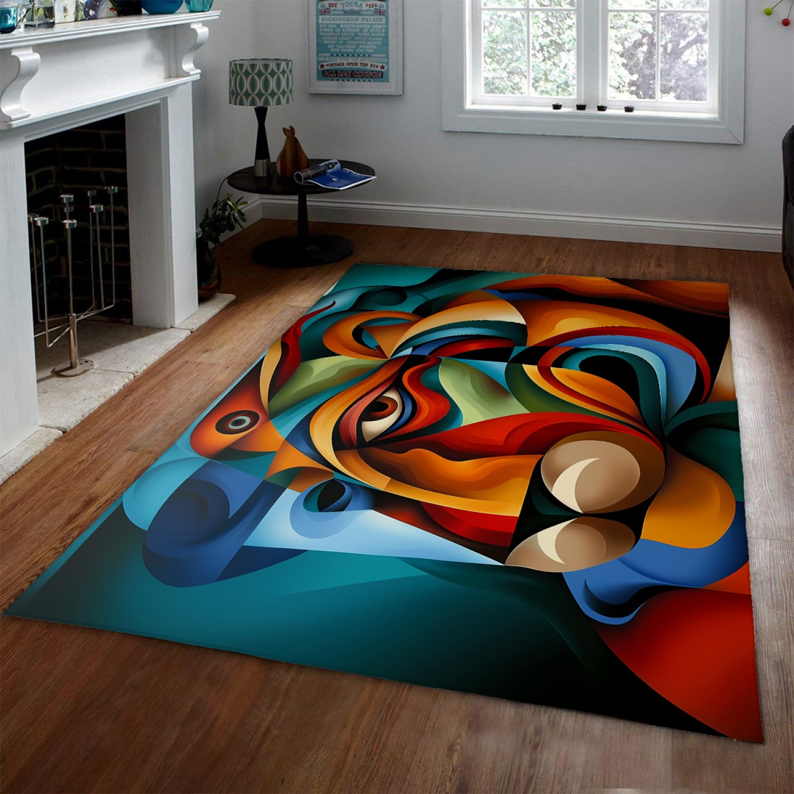 Multicolor Soft Carpets for Laundry Room Long-Lasting Anti-Skid Washable Area Rugs with Cartoon Animal Prints for Home Office 80 x 150cm (120 x 170cm)