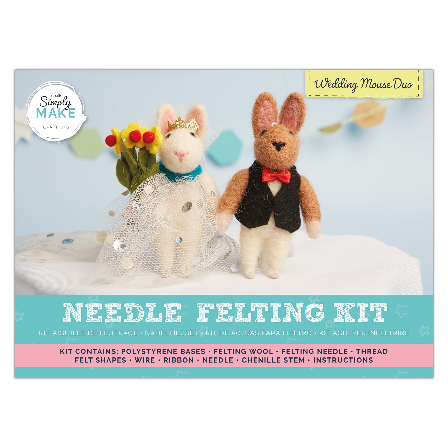 Simply Make Needle Felting Kit, Cactus, Multicoloured, Single Craft Kit, Needle Felting Kit with Felting Needles and Felting Wool, Ideal Needle Felting Kits for Beginners, Fun DIY Craft Kit