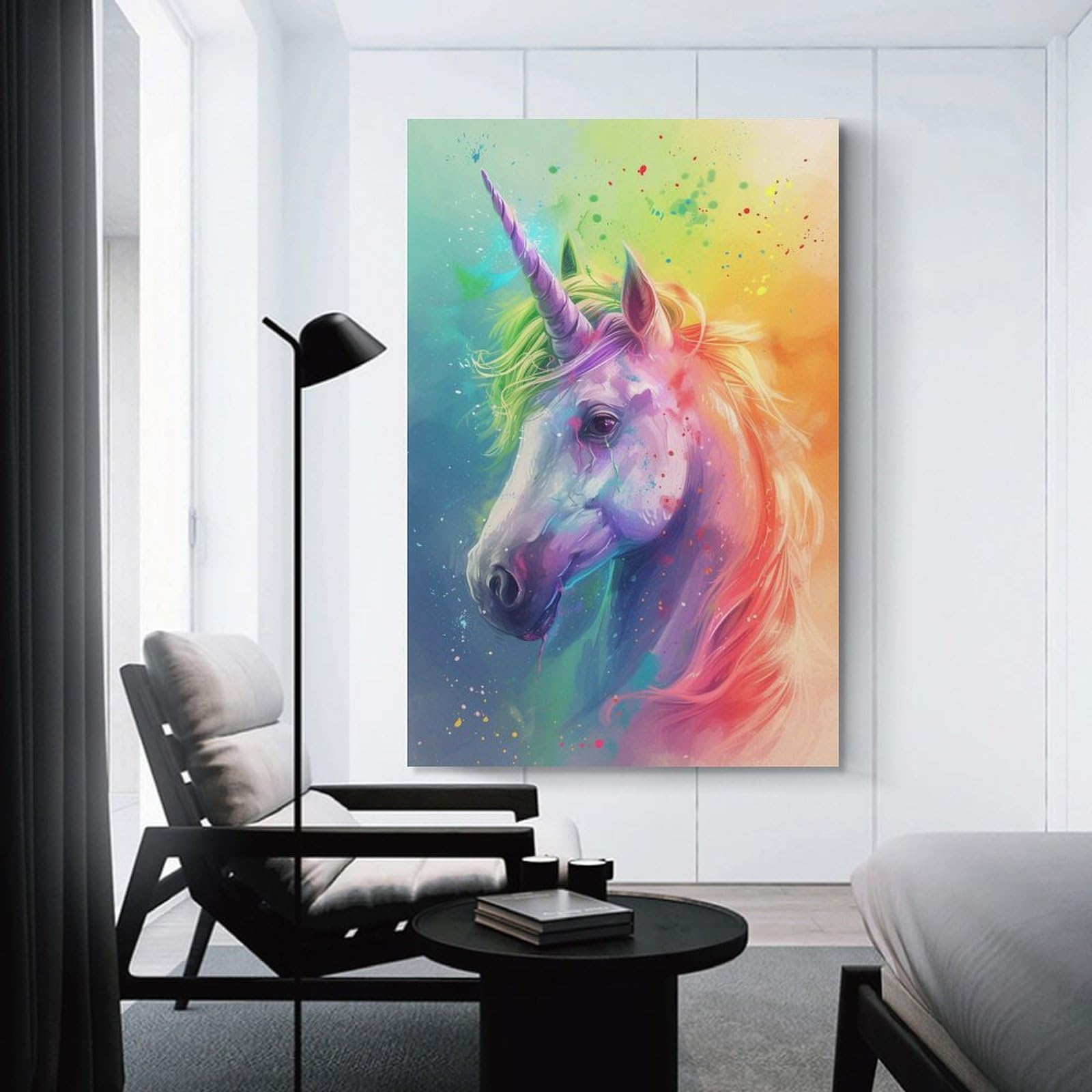 Amazon.co.jp: 絵画 カラフルなユニコーンインテリア 絵画 動物