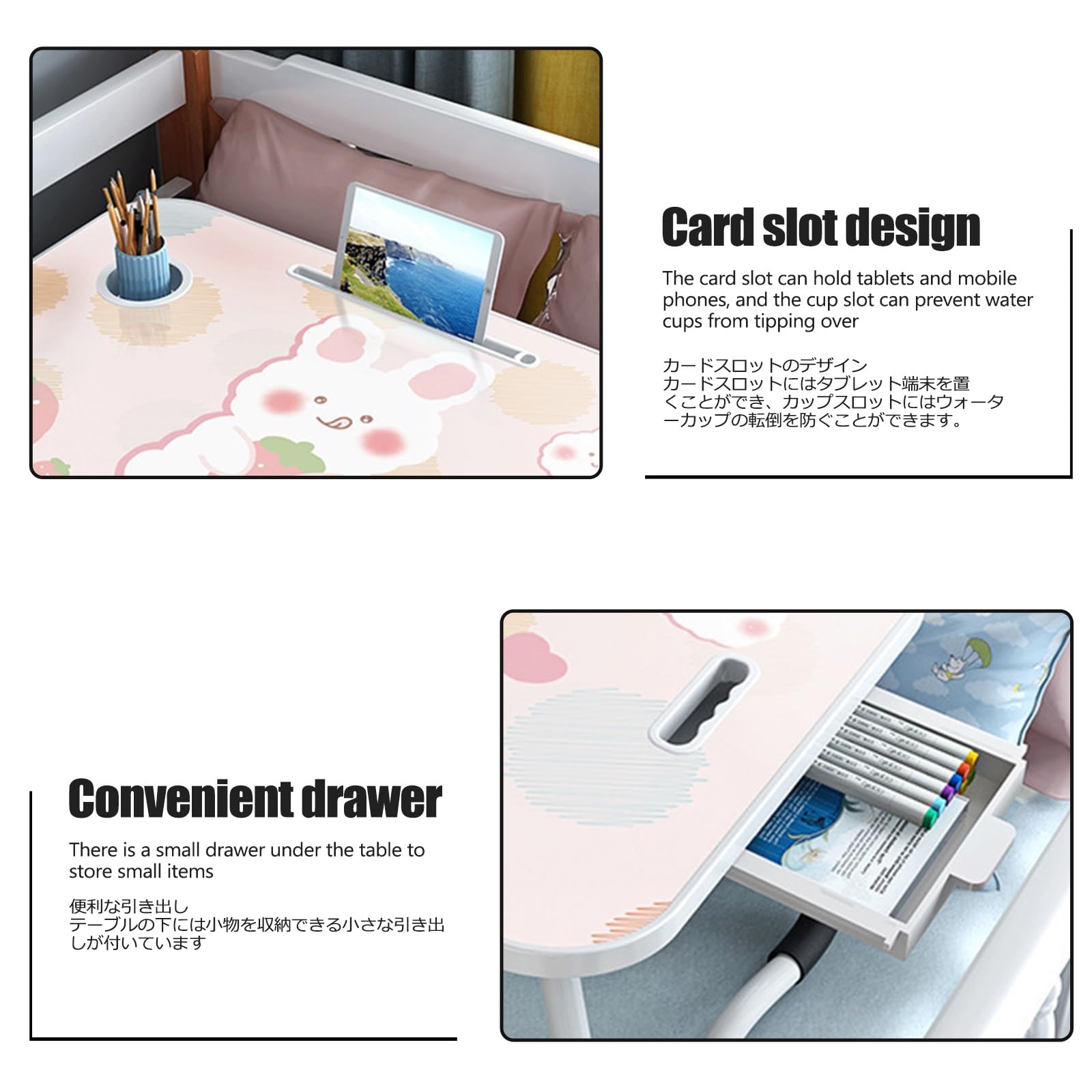 Lapdesk Pliable,Plateau for Petit Déjeuner,Table de lit Pliante,Table de Lit for Ordinateur Portable,Peut être utilisé sur Le lit, Le canapé, Le Sol, etc.(HappyUpgrade)