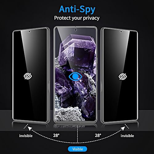 Miniatura 3 de Paquete de 2+2 protectores de pantalla de privacidad para Google Pixel 8, protector de pantalla de vidrio templado antiespía y protector de lente de